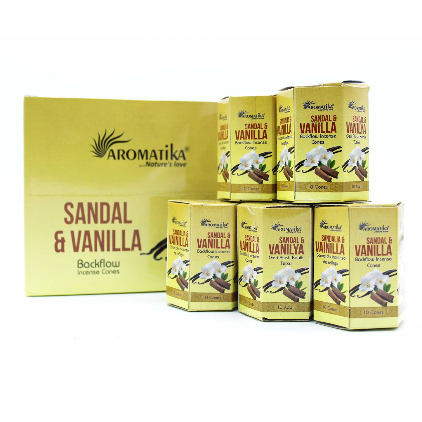 Paquet de 10 Cônes d'Encens Masala à Refoulement - Bois de Santal & Vanille