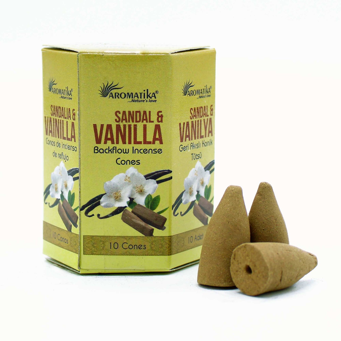 Paquet de 10 Cônes d'Encens Masala à Refoulement - Bois de Santal & Vanille