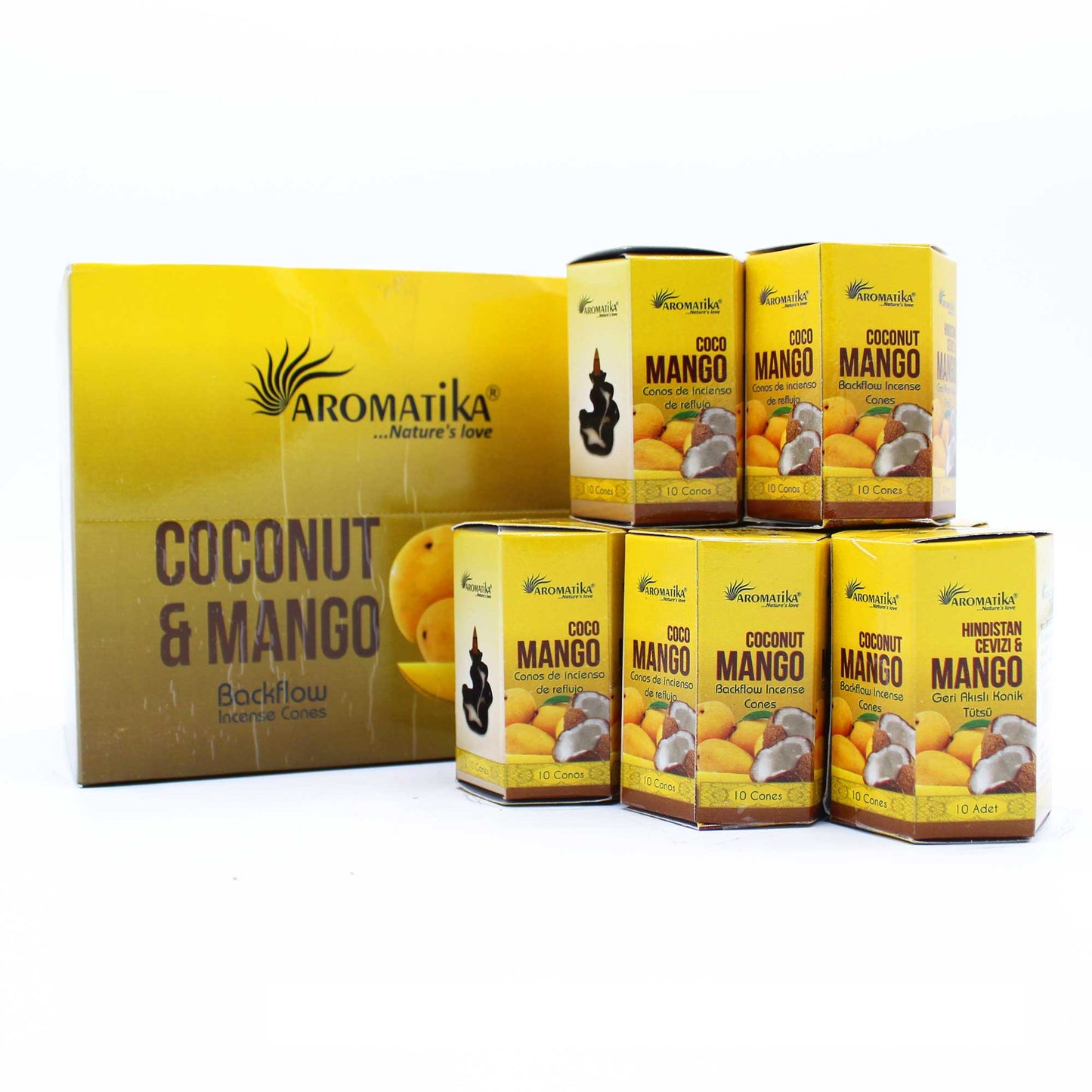 Paquet de 10 Cônes d'Encens Masala à Refoulement - Noix de Coco & Mangue