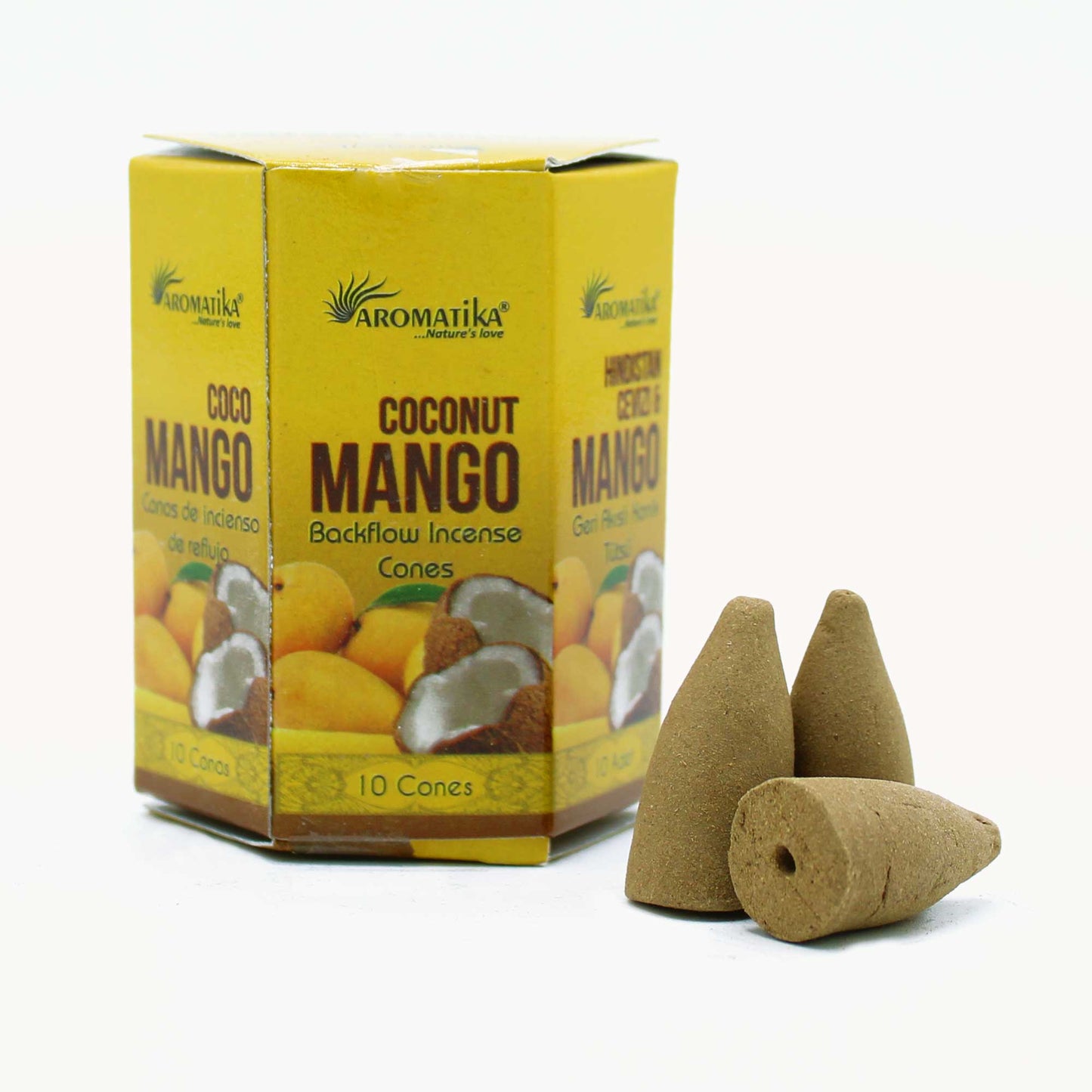 Paquet de 10 Cônes d'Encens Masala à Refoulement - Noix de Coco & Mangue