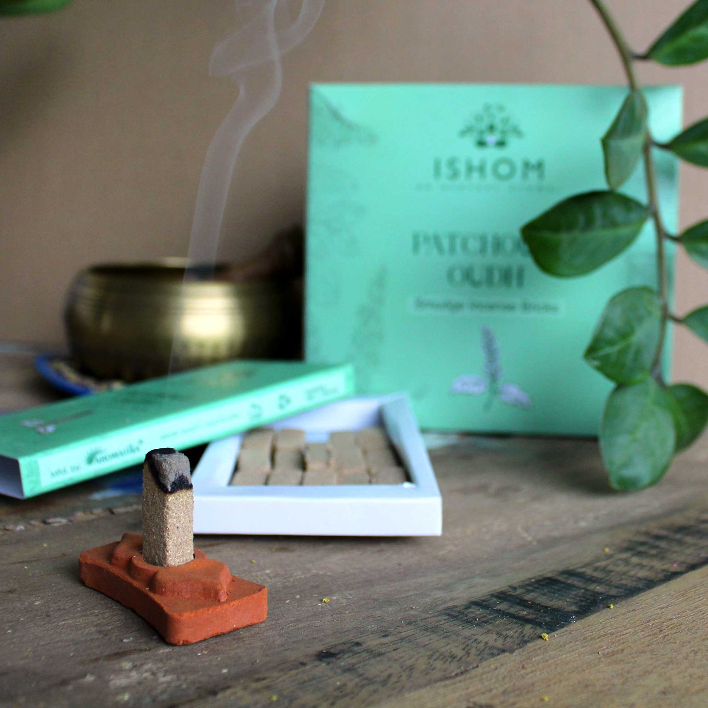 Pack de 15 Briques d'Encens Naturel & Brûleur - Bois de Rose