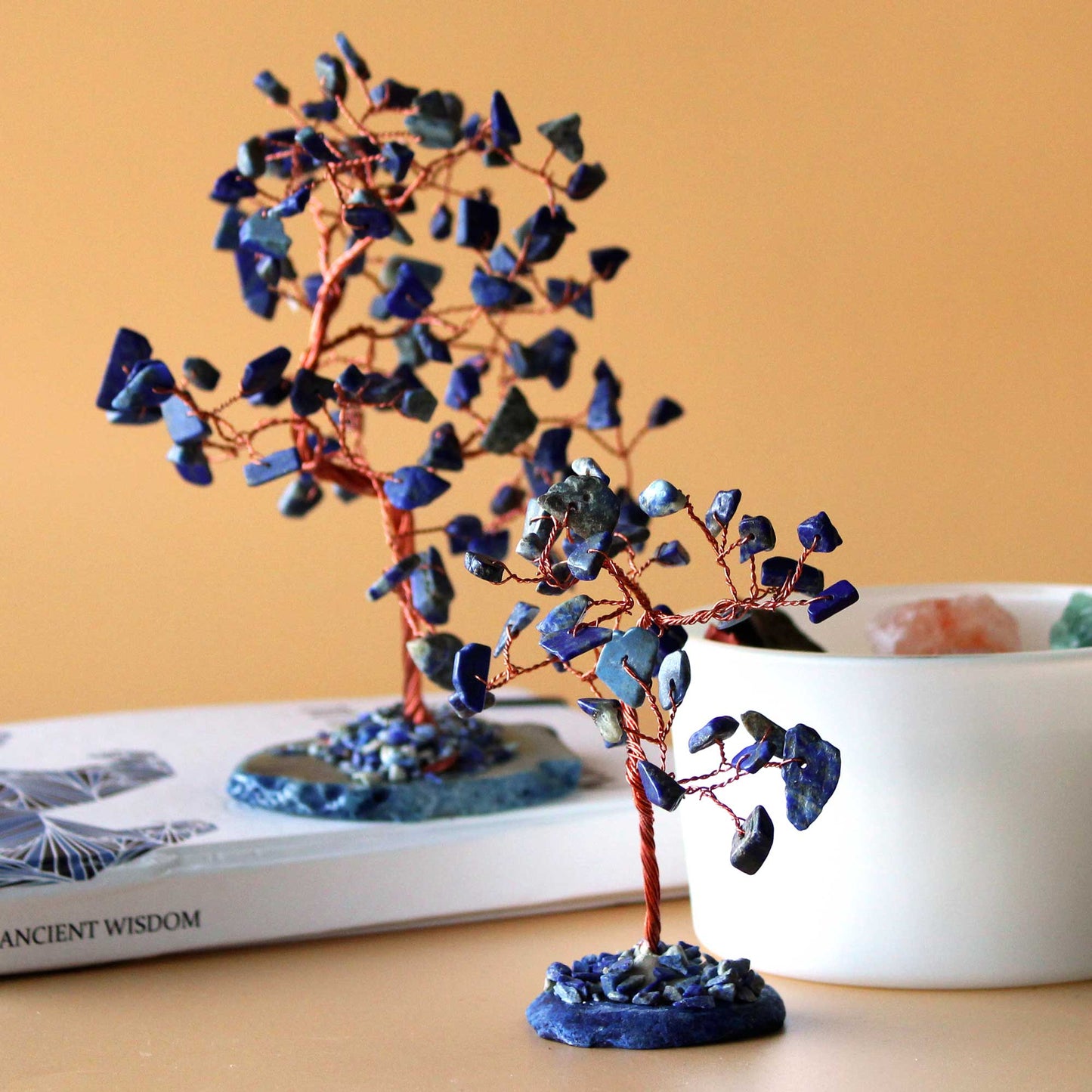 Arbre à Pierres Précieuses - Sodalite sur Base d'Agate Naturelle Bleue (35 pierres)