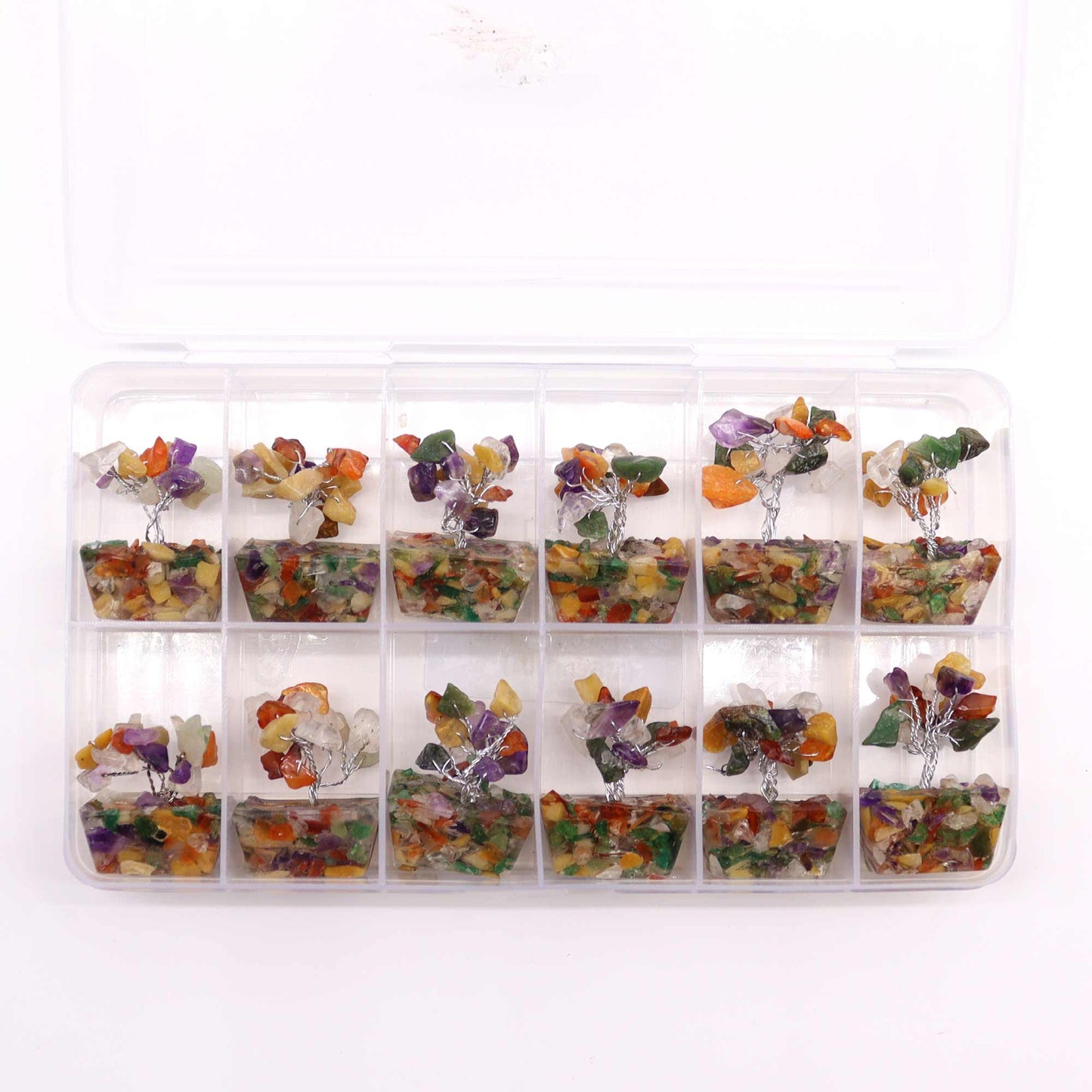 Mini Arbre de Pierres Précieuses sur Base d'Orgonite - Multi-pierres (15 pierres)