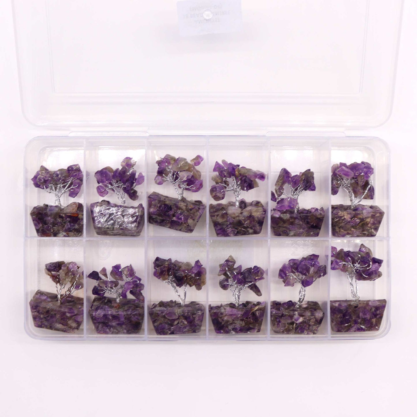 Mini Arbre de Pierres Précieuses sur Base d'Orgonite - Améthyste (15 pierres)