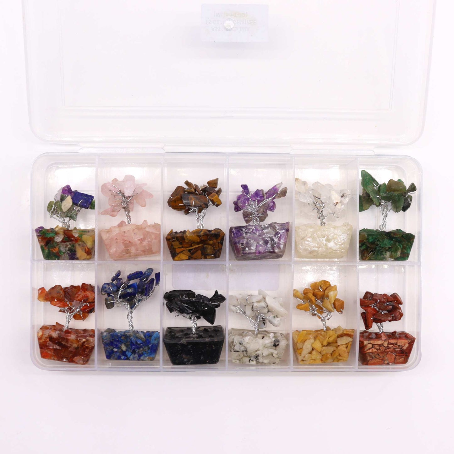 Mini Arbre de Pierres Précieuses sur Base d'Orgonite - Mélange Assorti (15 pierres)