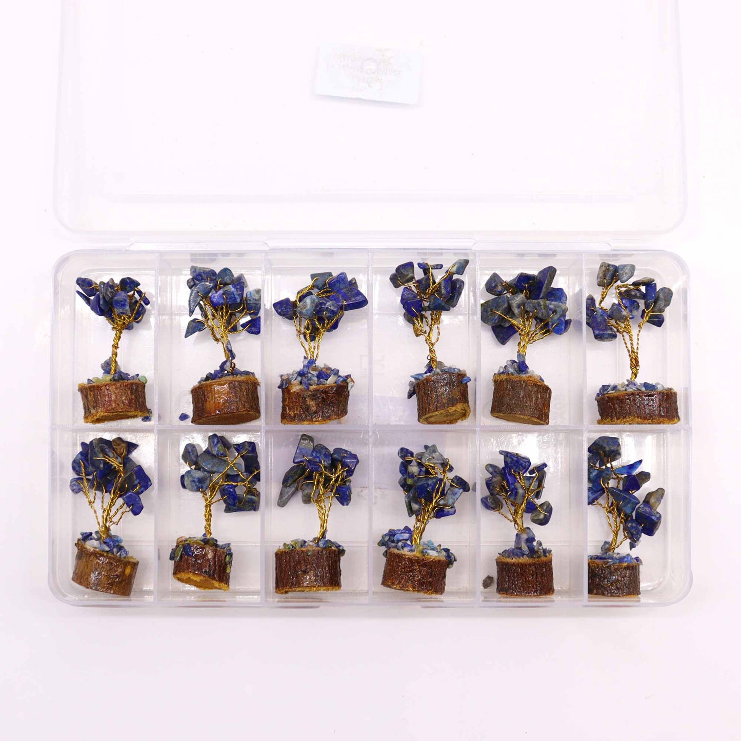 Mini Arbre en Pierres Précieuses sur Socle en Bois - Sodalite (15 pierres)