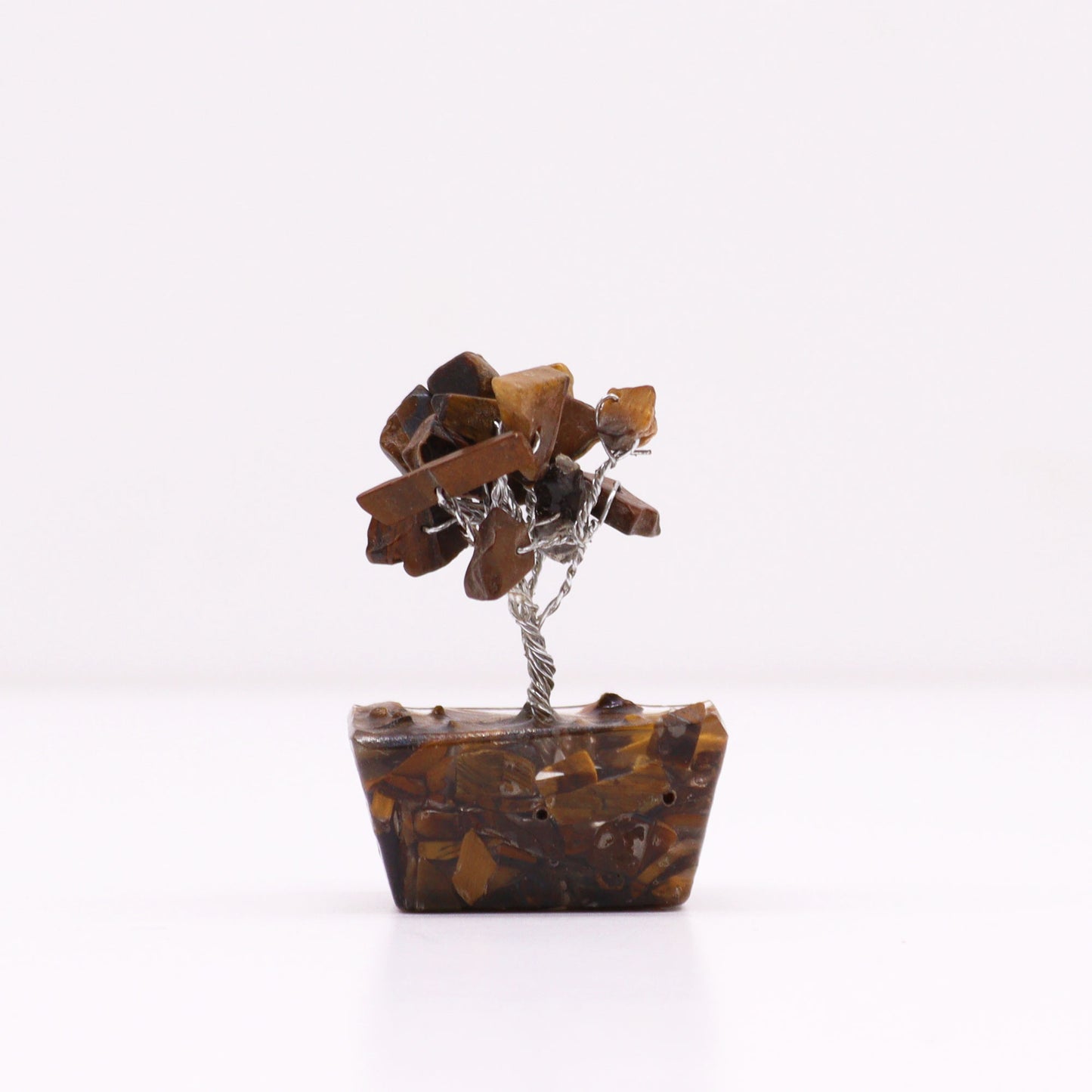 Mini Arbre de Pierres Précieuses sur Base d'Orgonite - Œil du Tigre (15 pierres)