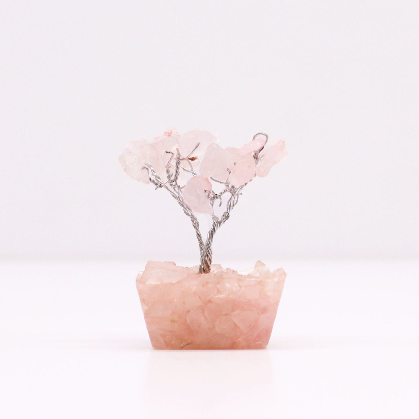 Mini Arbre de Pierres Précieuses sur Base d'Orgonite - Quartz Rose (15 pierres)