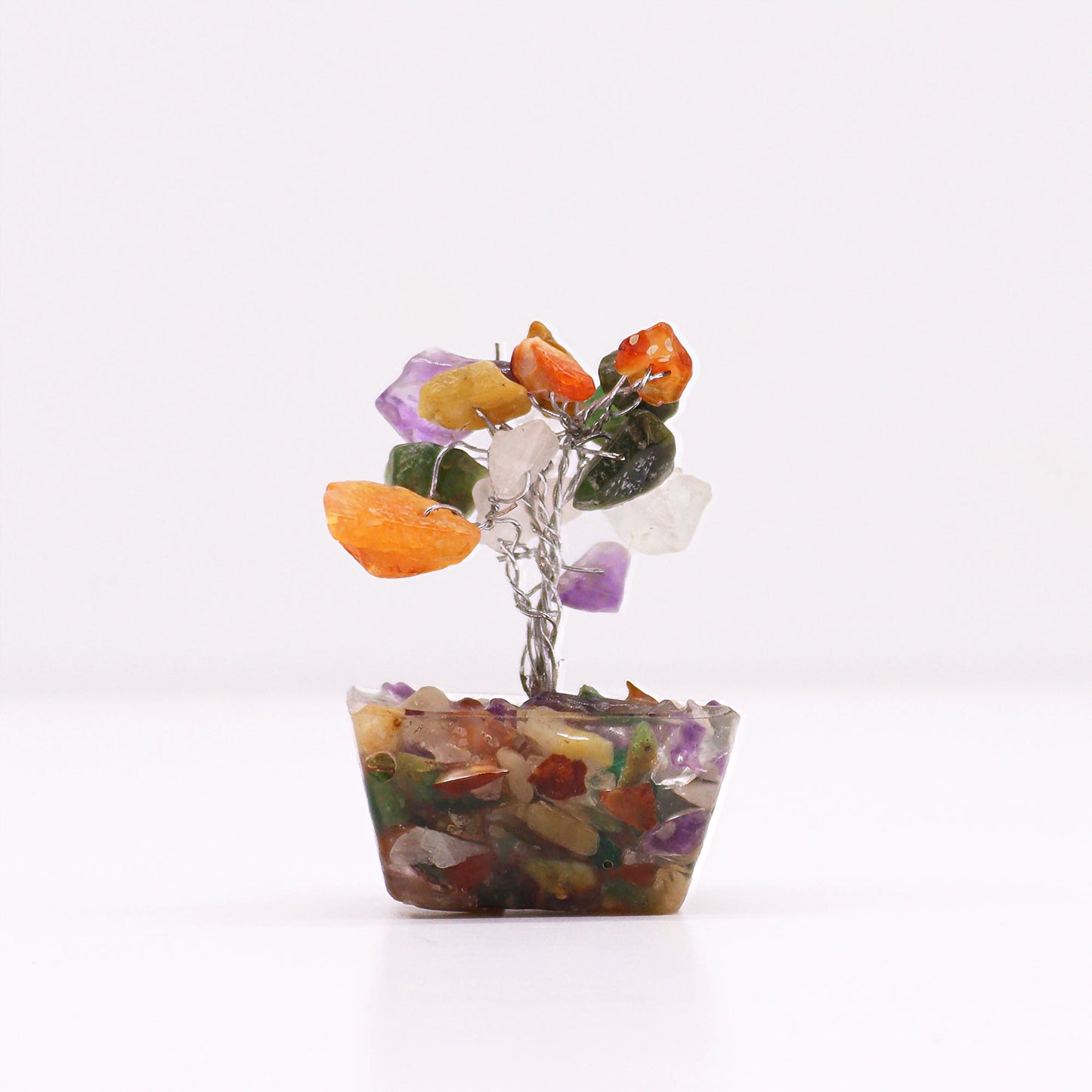 Mini Arbre de Pierres Précieuses sur Base d'Orgonite - Multi-pierres (15 pierres)