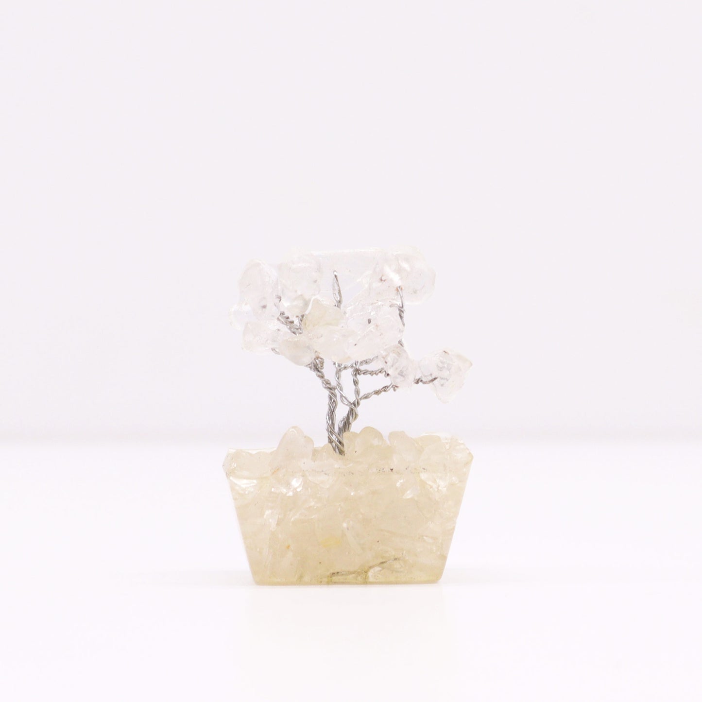 Mini Arbre de Pierres Précieuses sur Base d'Orgonite - Quartz de Roche (15 pierres)