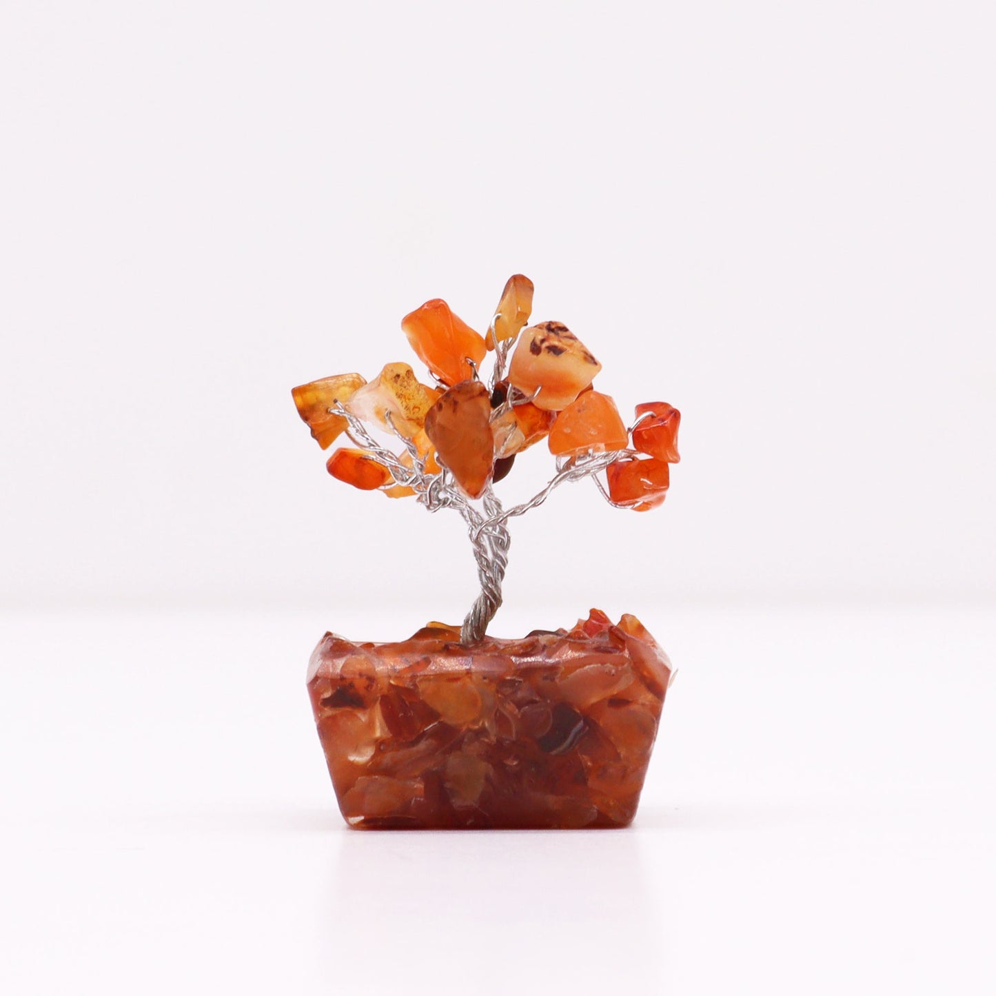 Mini Arbre de Pierres Précieuses sur Base d'Orgonite - Cornaline (15 pierres)