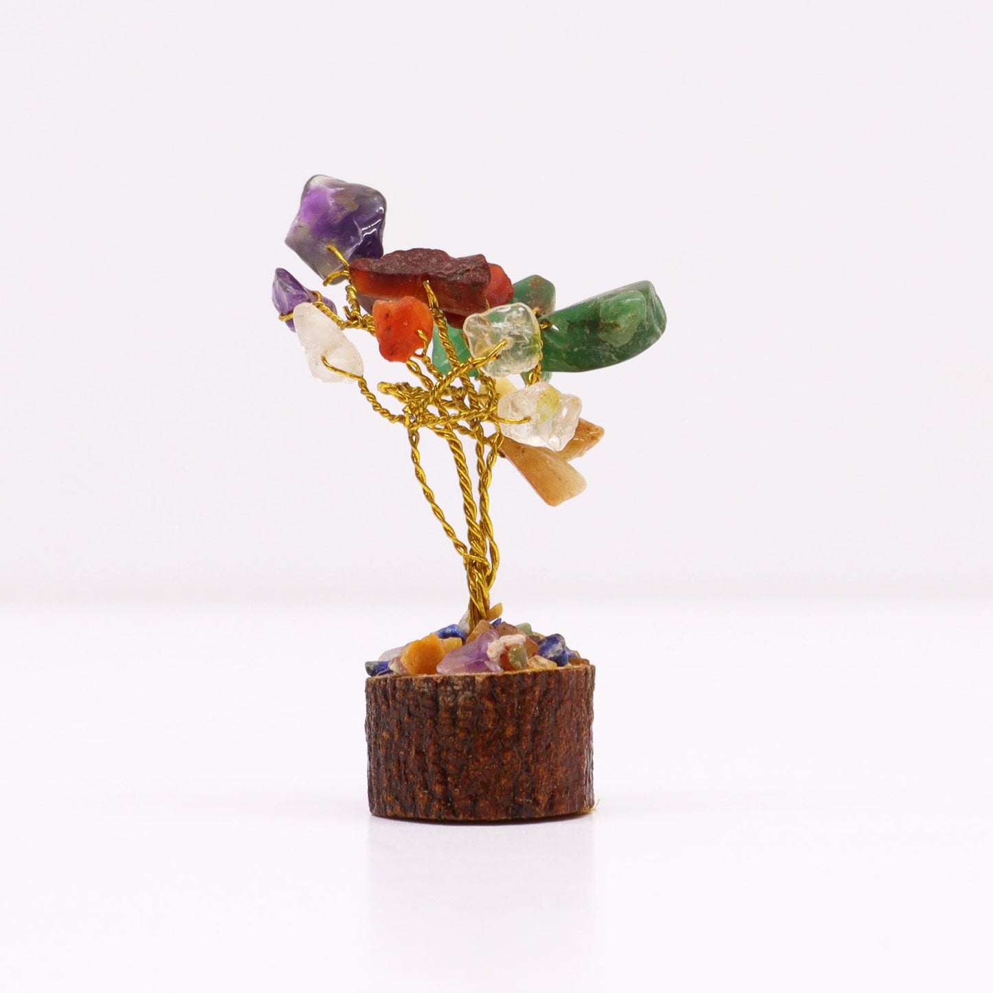 Mini Arbre en Pierres Précieuses sur Socle en Bois - Multi-pierres (15 pierres)