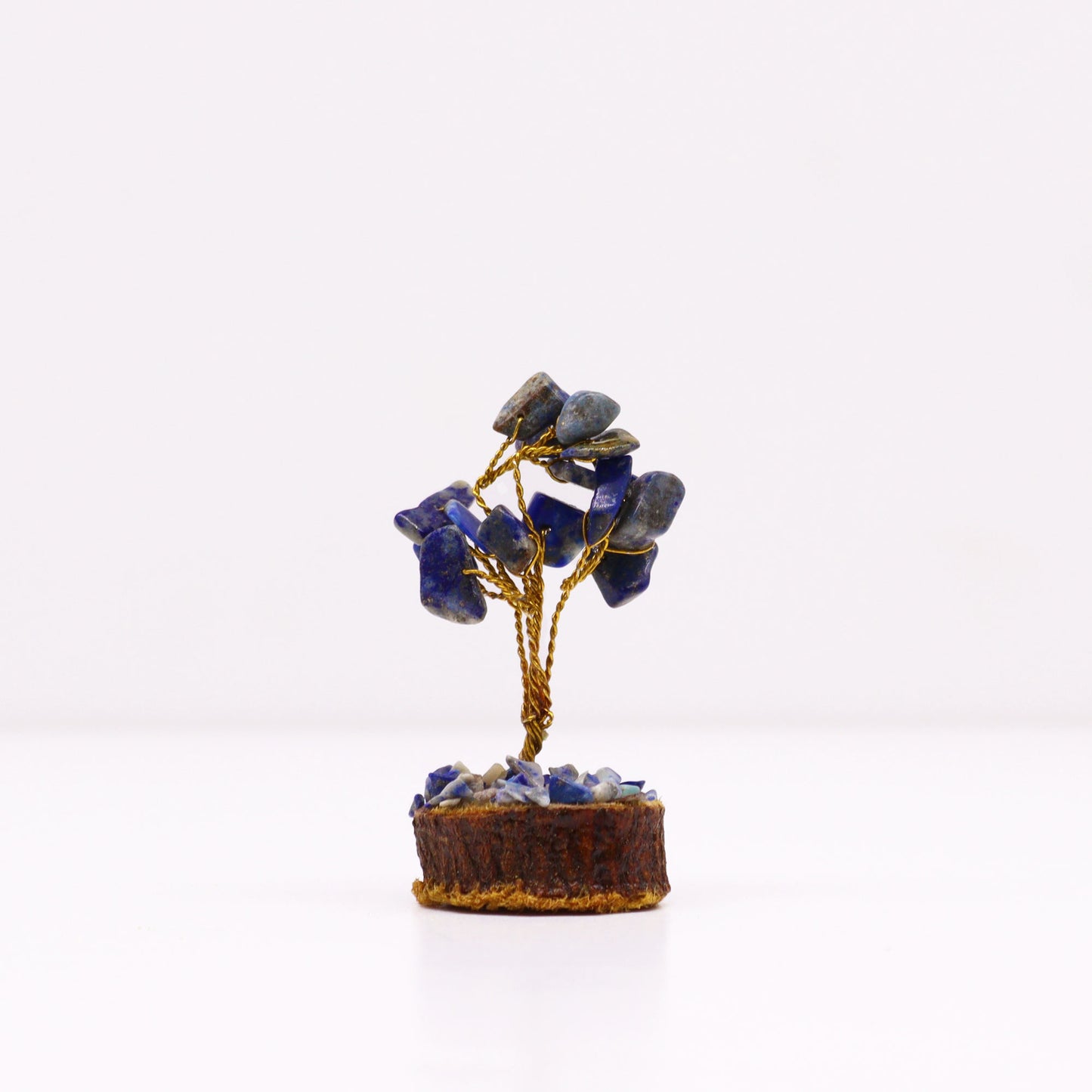 Mini Arbre en Pierres Précieuses sur Socle en Bois - Sodalite (15 pierres)