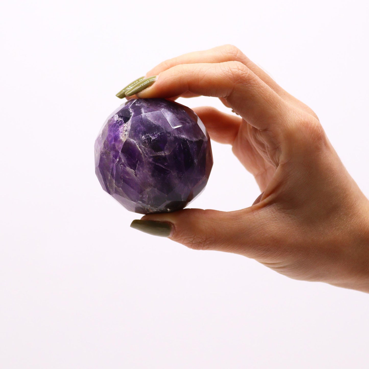 Boule de Guérison à Facettes en Pierres Précieuses & Support - Améthyste