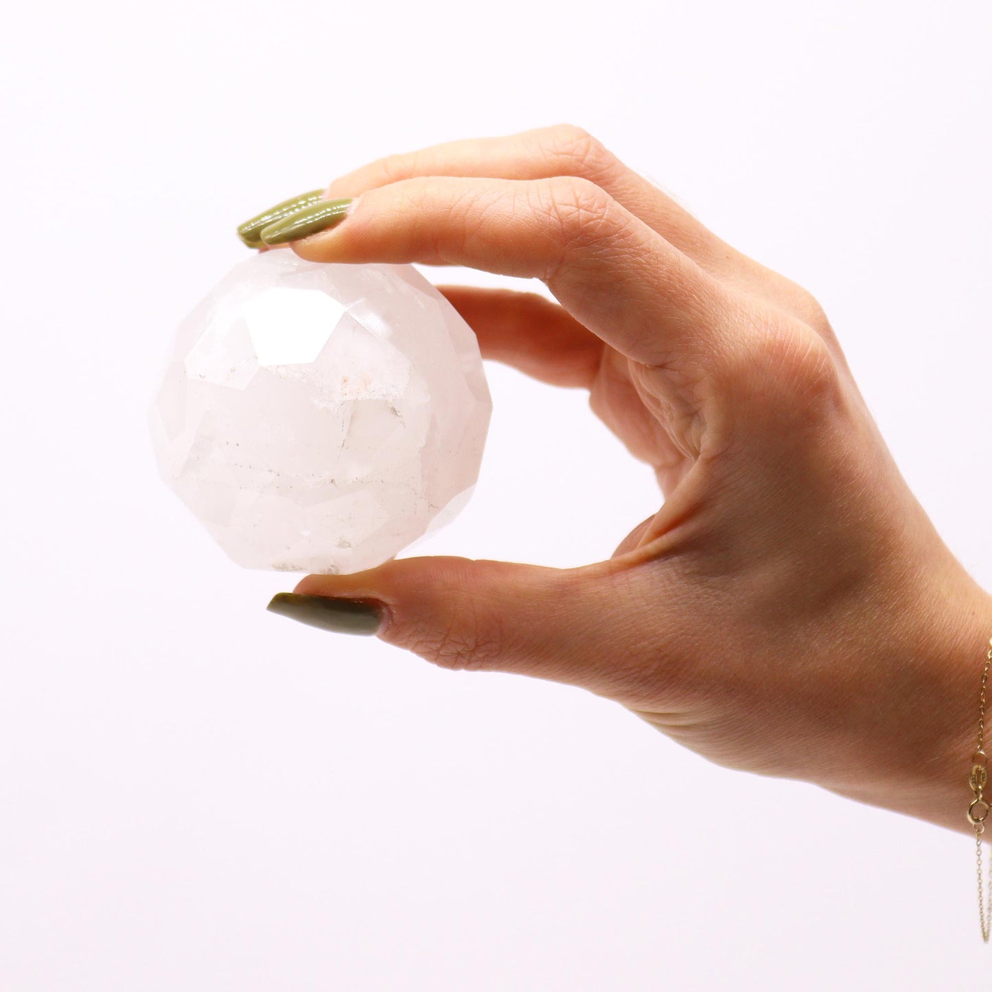 Boule de Guérison à Facettes en Pierres Précieuses & Support - Quartz de Roche