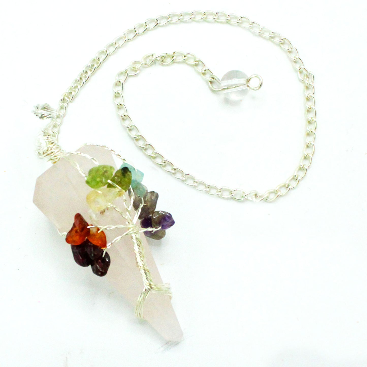 Pendule Magique - Sept Chakras - Quartz Rose