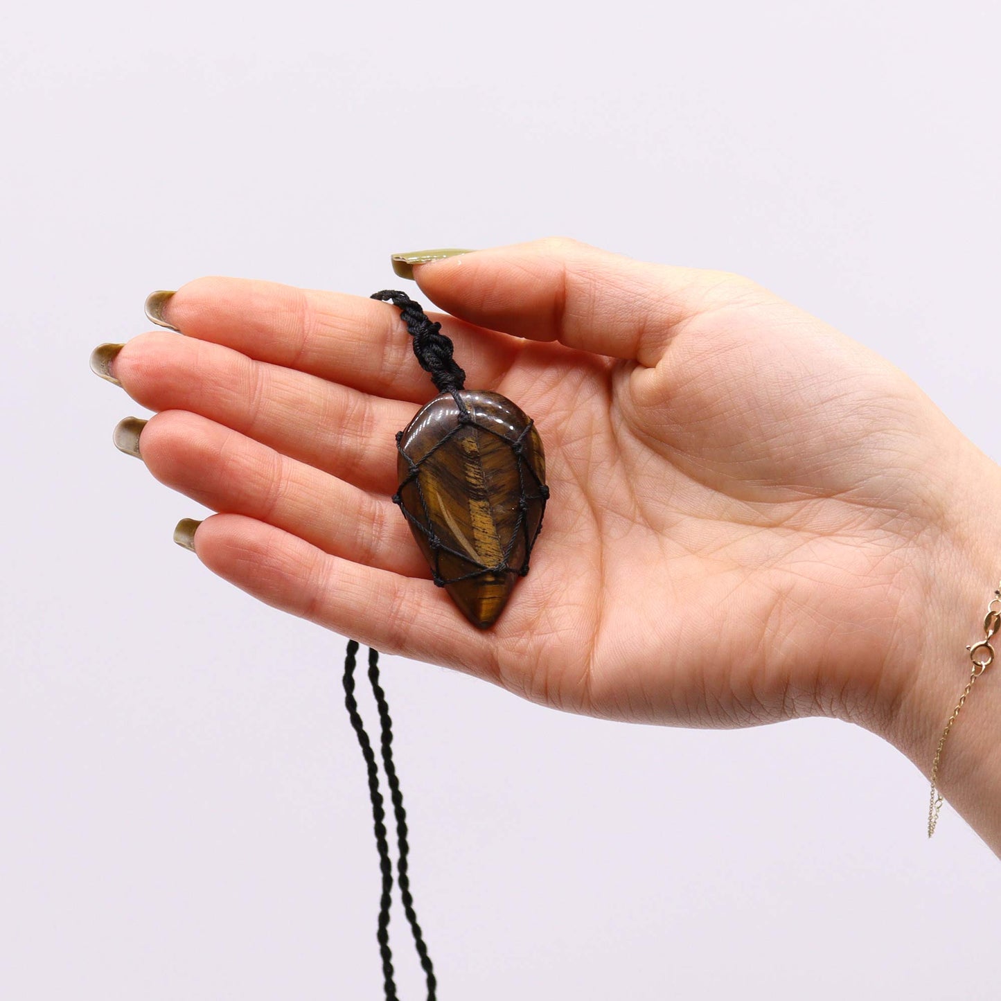 Pendentif en Forme de Goutte en Pierre Précieuse - Œil de Tigre