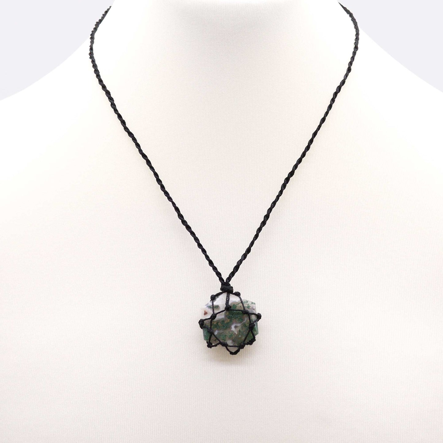 Pendentif Hexagonal en Pierre Précieuse - Agate Mousse