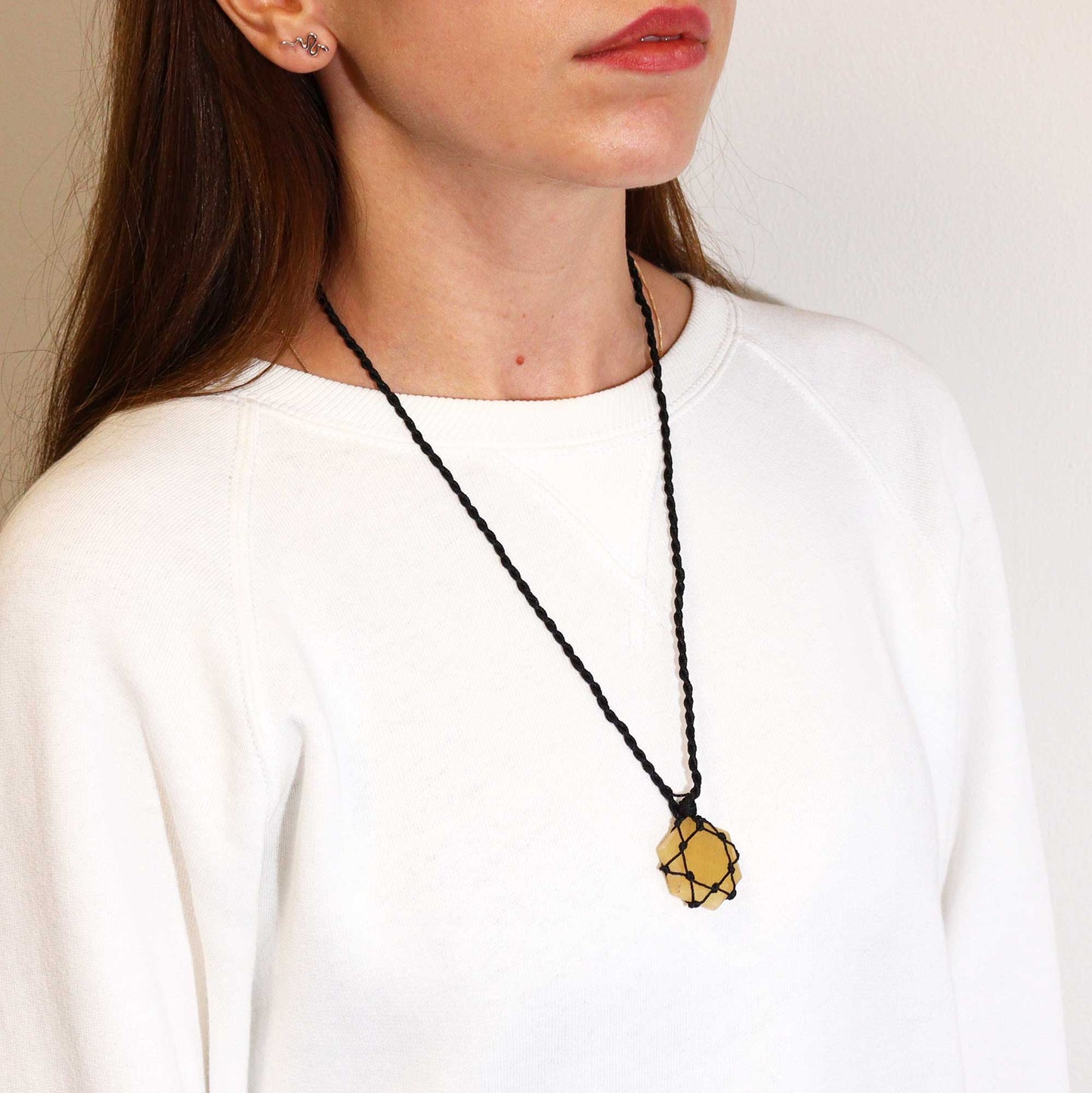 Pendentif Hexagonal en Pierre Précieuse - Quartz Jaune