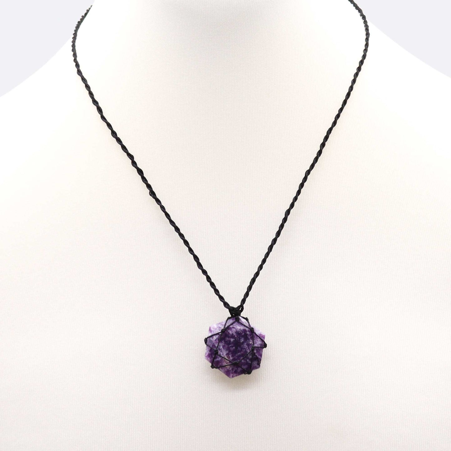 Pendentif Hexagonal en Pierre Précieuse - Lépidolite