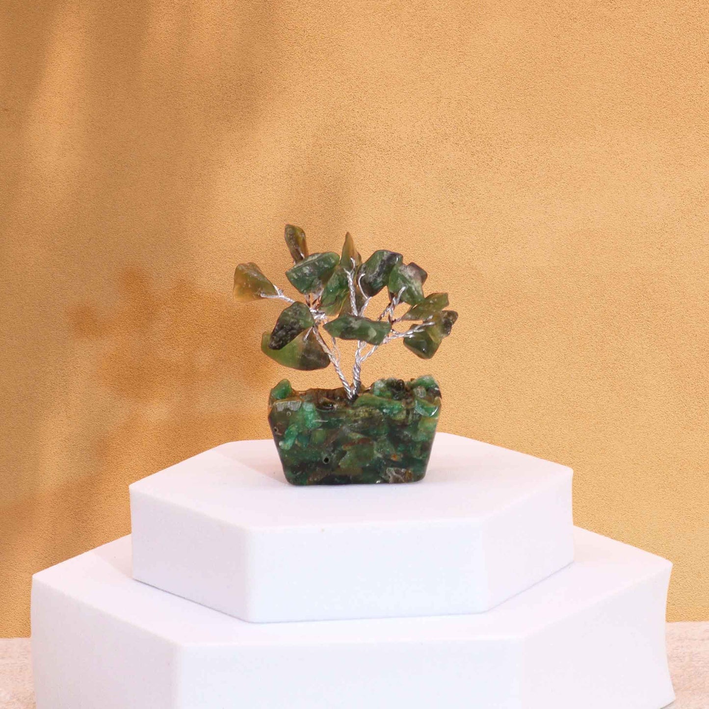Mini Arbre de Pierres Précieuses sur Base d'Orgonite - Aventurine Verte (15 pierres)