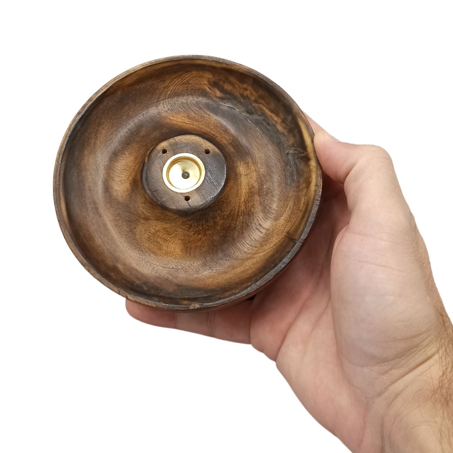 Support de Bâtonnets d'Encens en Bois de Manguier Sculpté avec Finition Brûlée