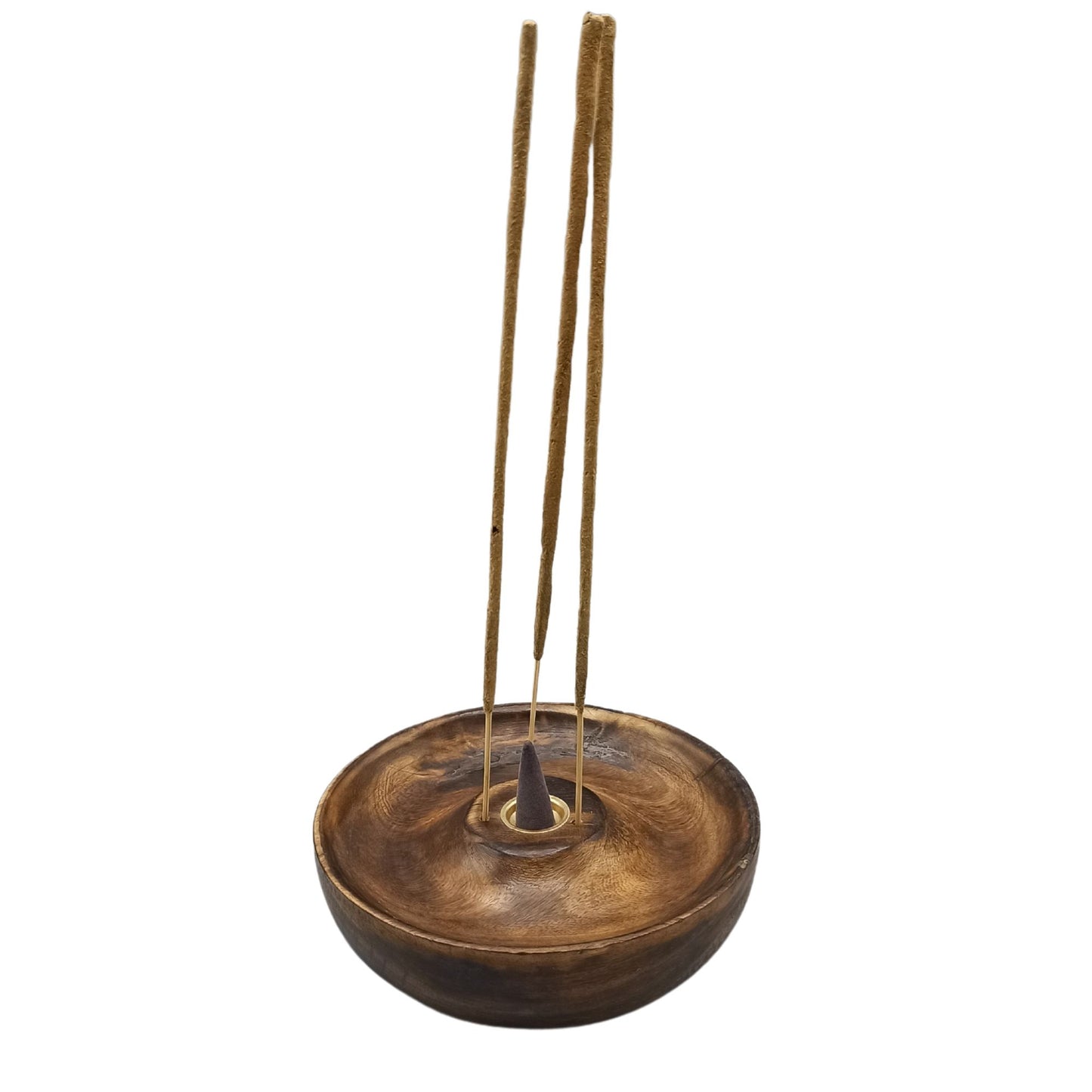 Support de Bâtonnets d'Encens en Bois de Manguier Sculpté avec Finition Brûlée