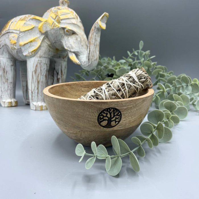 Bol en Bois - Fumigation & Offrandes Rituelles - Arbre de Vie - 14x7cm