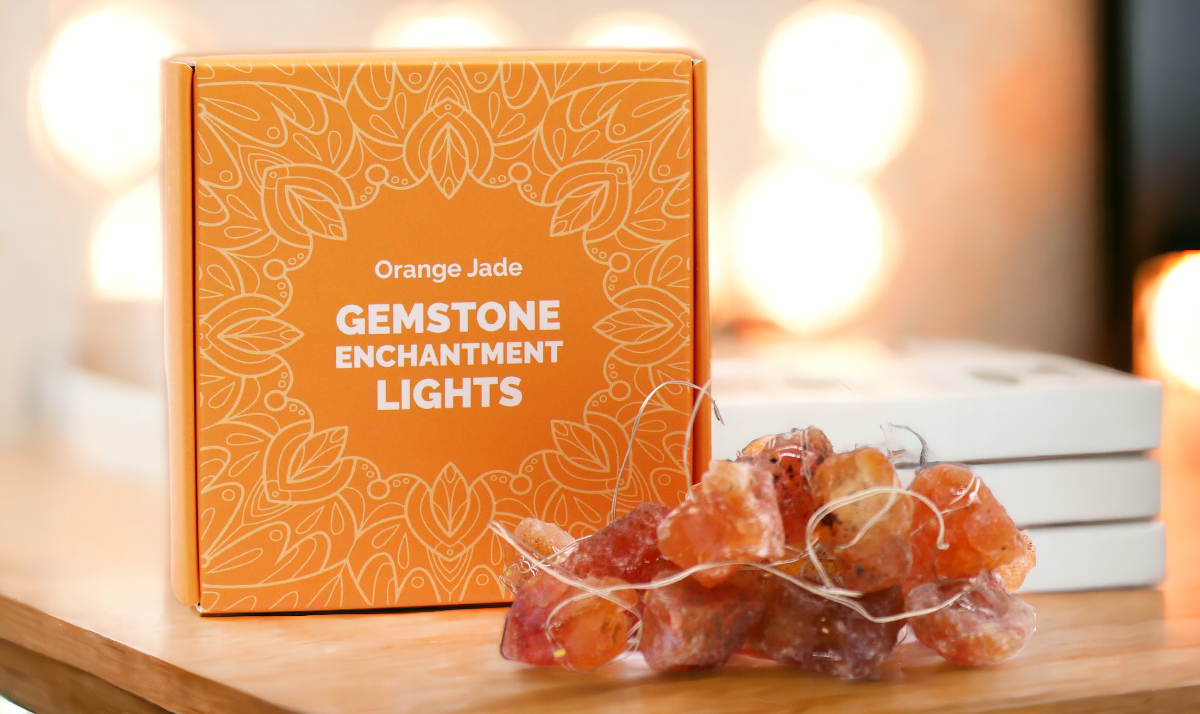 Lumières d'Enchantement en Pierres Précieuses - Jade Orange