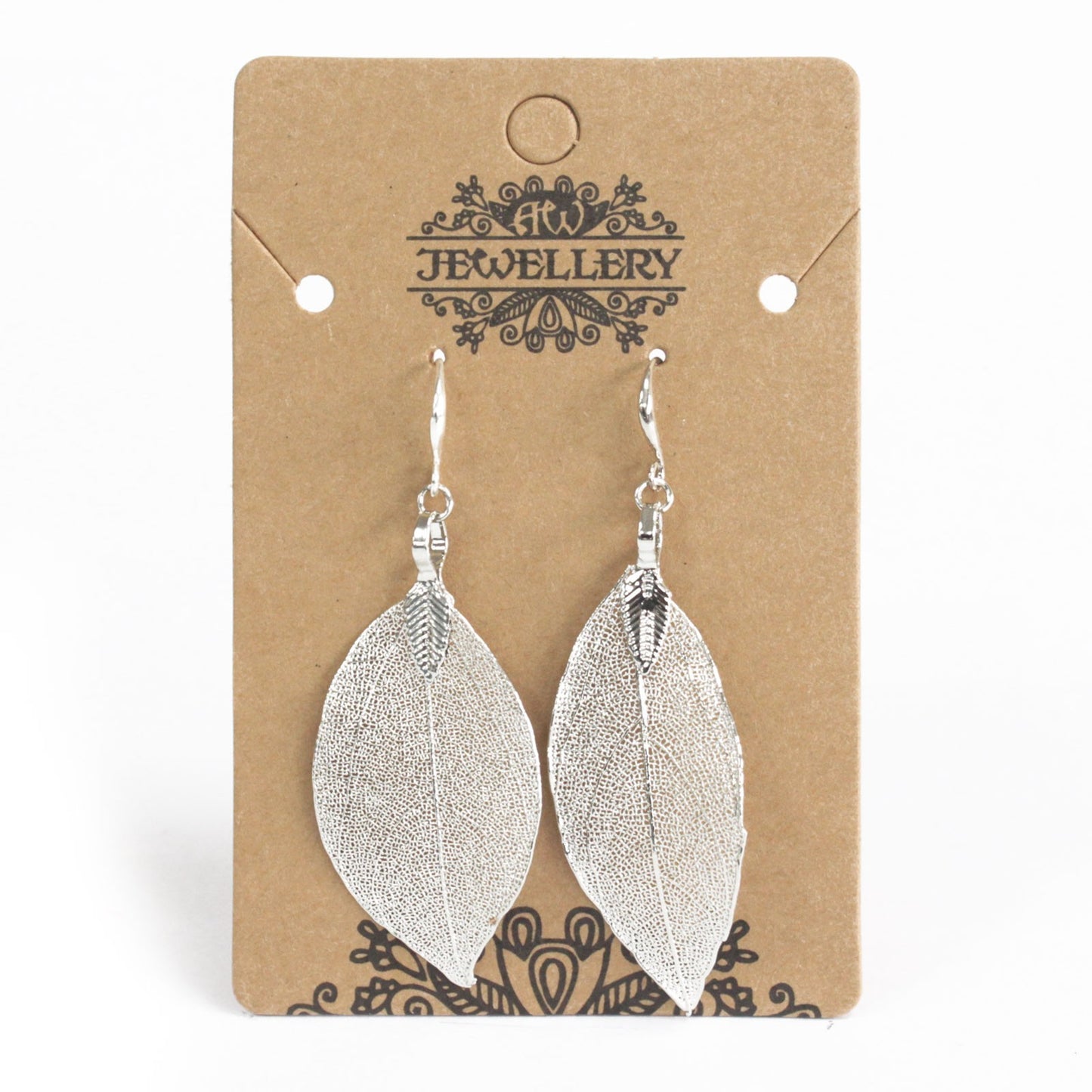 Boucles d'Oreilles - Feuilles Gouttes - Argenté