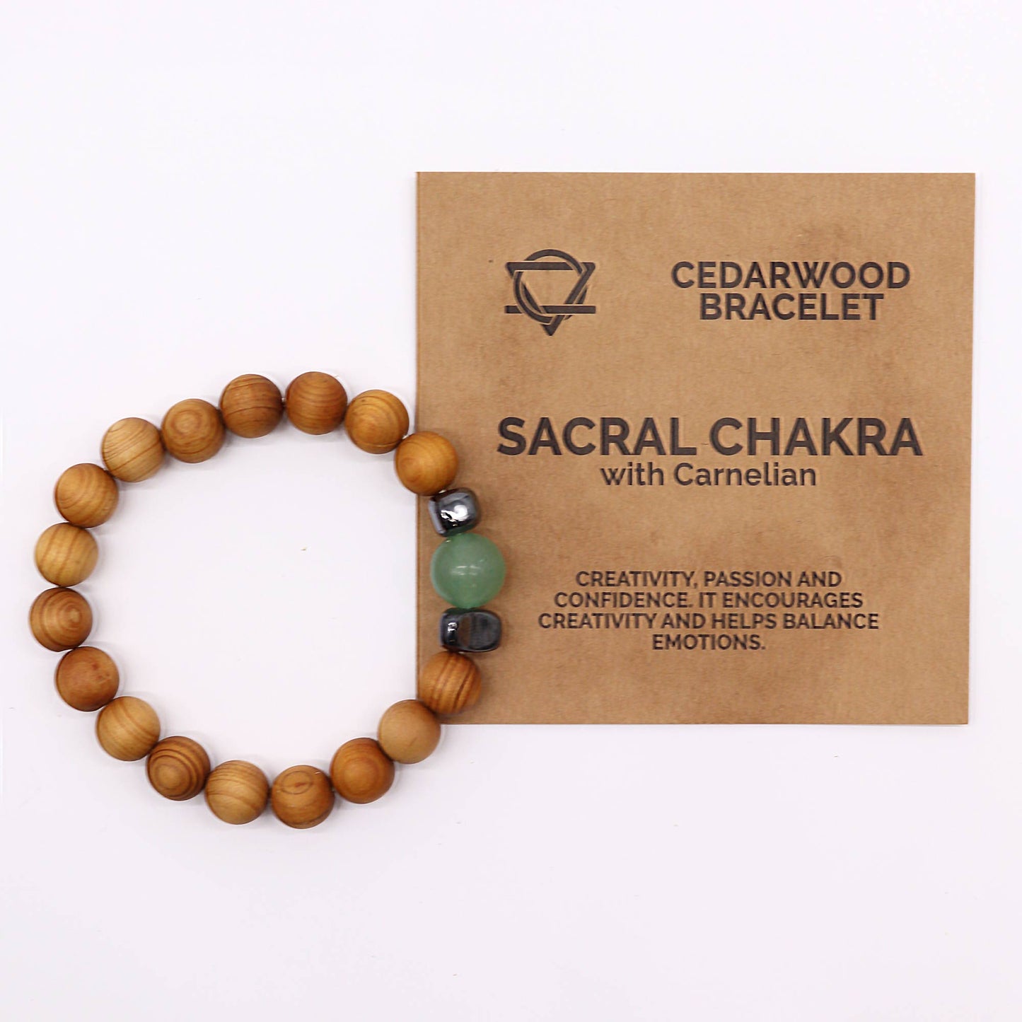 Bracelet Chakra Sacré en Bois de Cèdre avec Cornaline