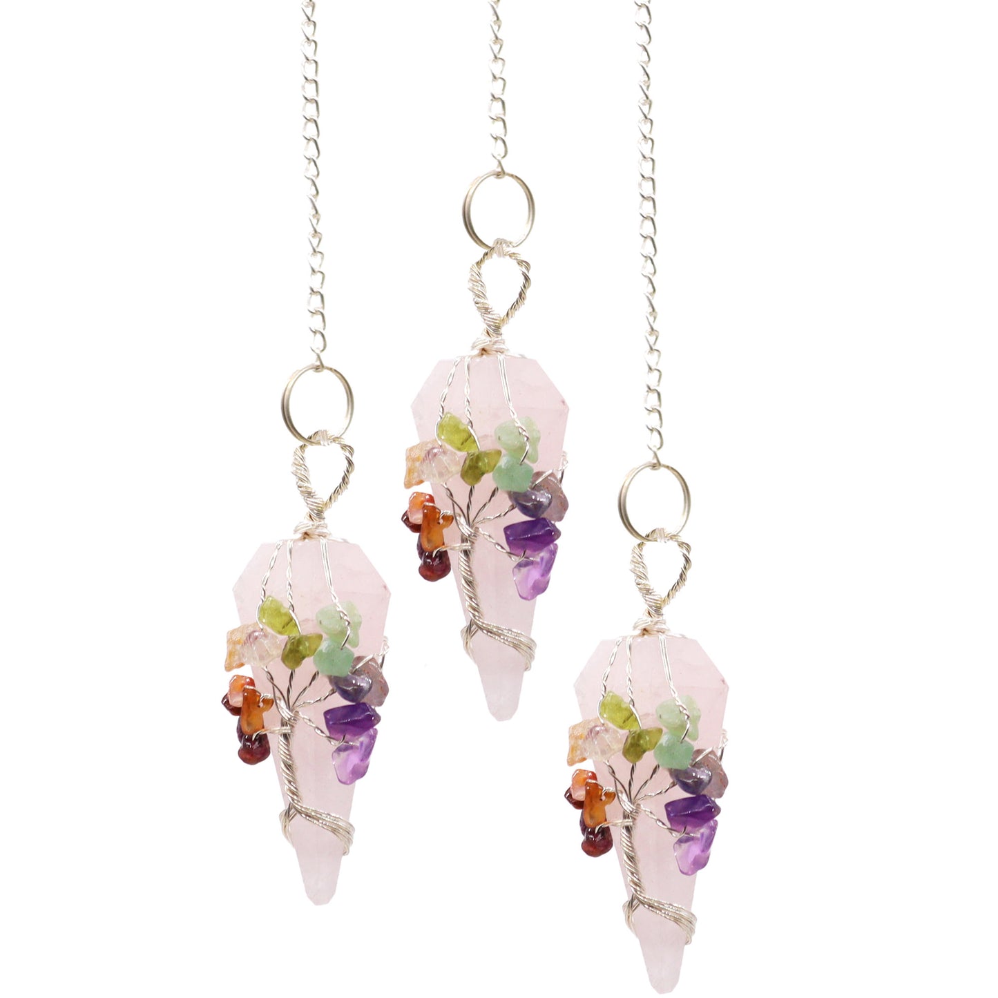 Pendule Magique - Sept Chakras - Quartz Rose