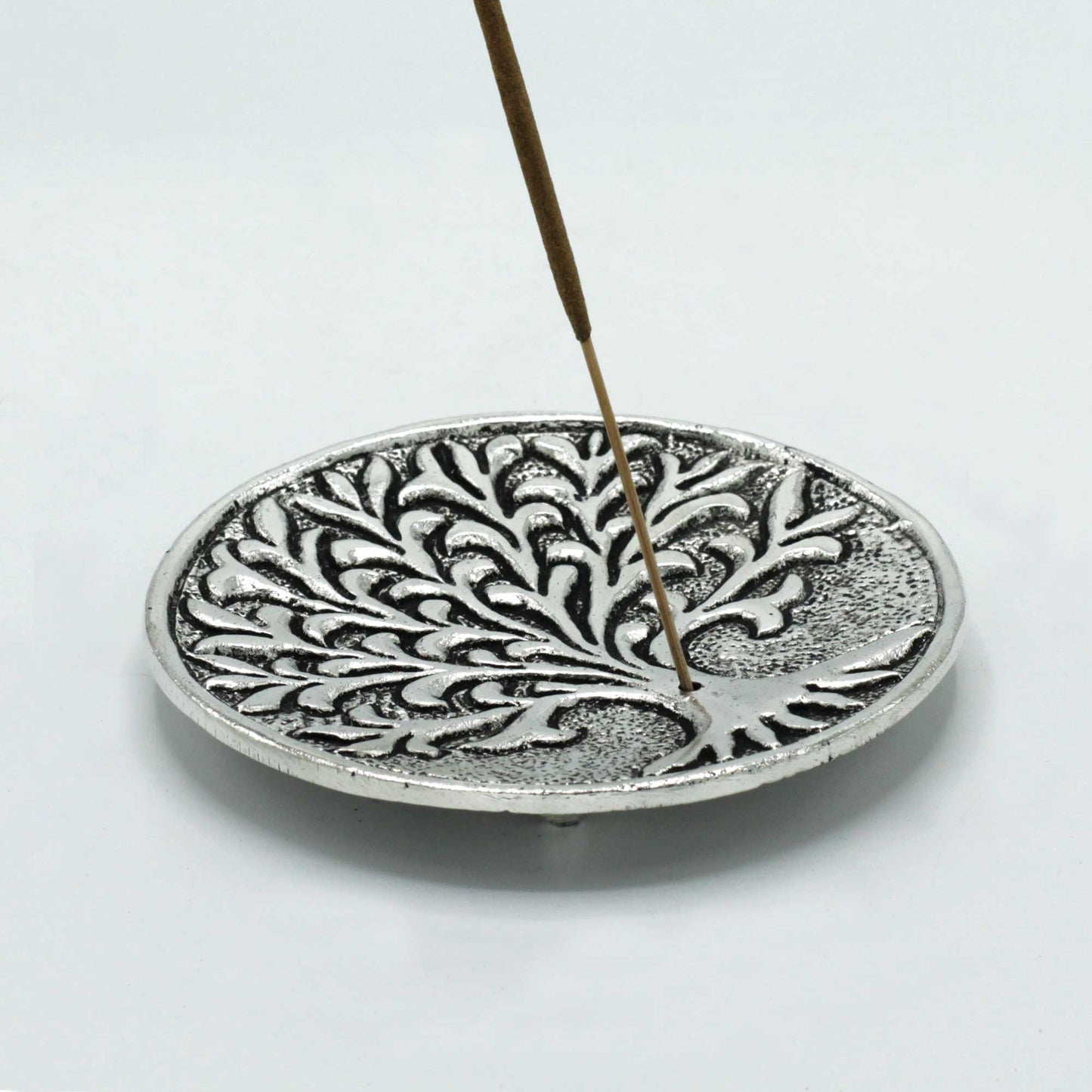 Porte-Encens Arbre de Vie en Aluminium Poli 10cm