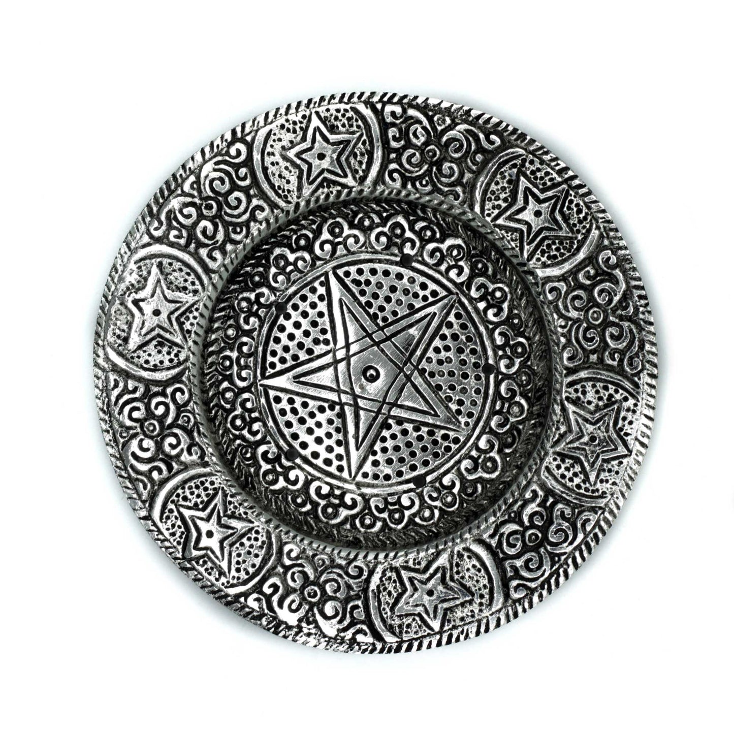 Porte-Encens Pentagone en Aluminium Poli 11.5cm