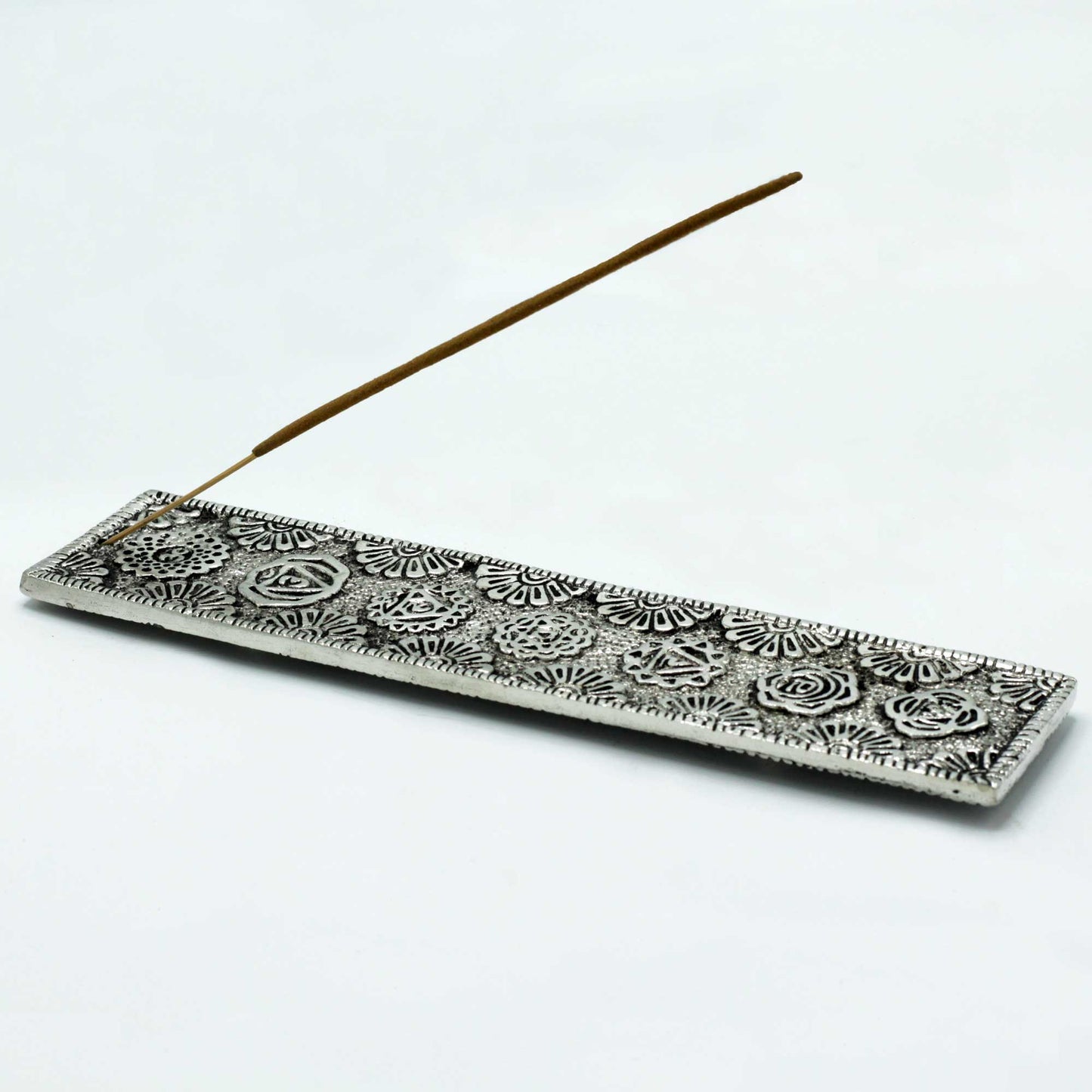Porte-Encens Long Chakra en Aluminium Poli 23cm