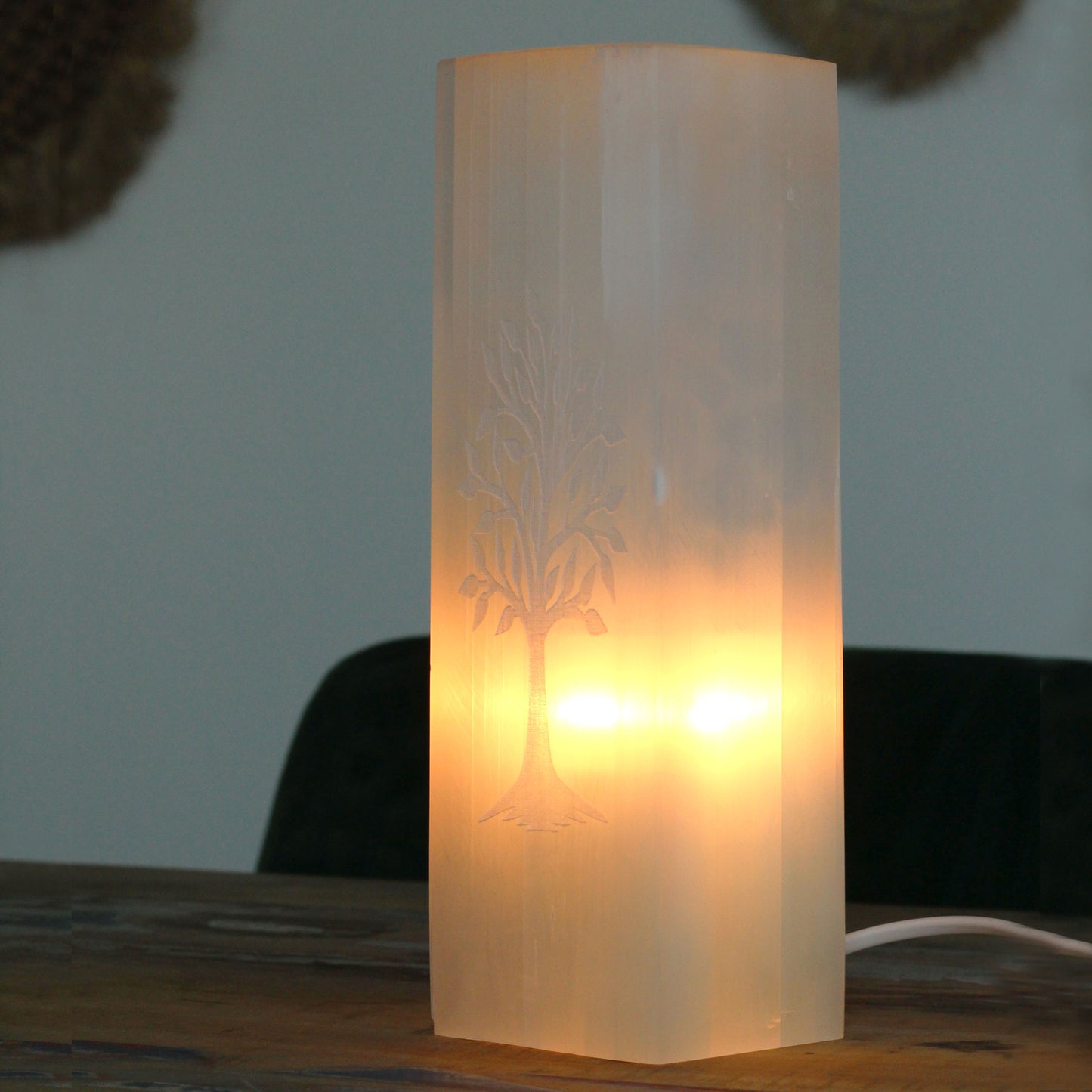 Lampe Bloc Sélénite 25cm - Arbre de Vie