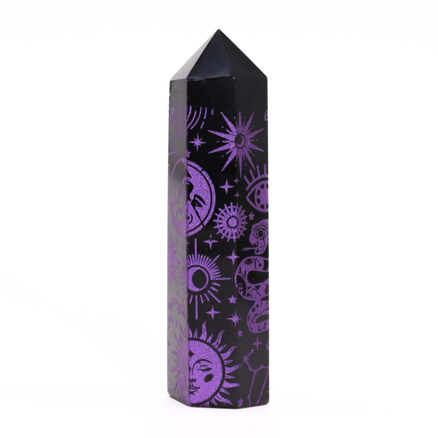 Pointe d'Obsidienne Noire (environ 60-70 g 9 cm) - Histoire Mystique - Violet Profond