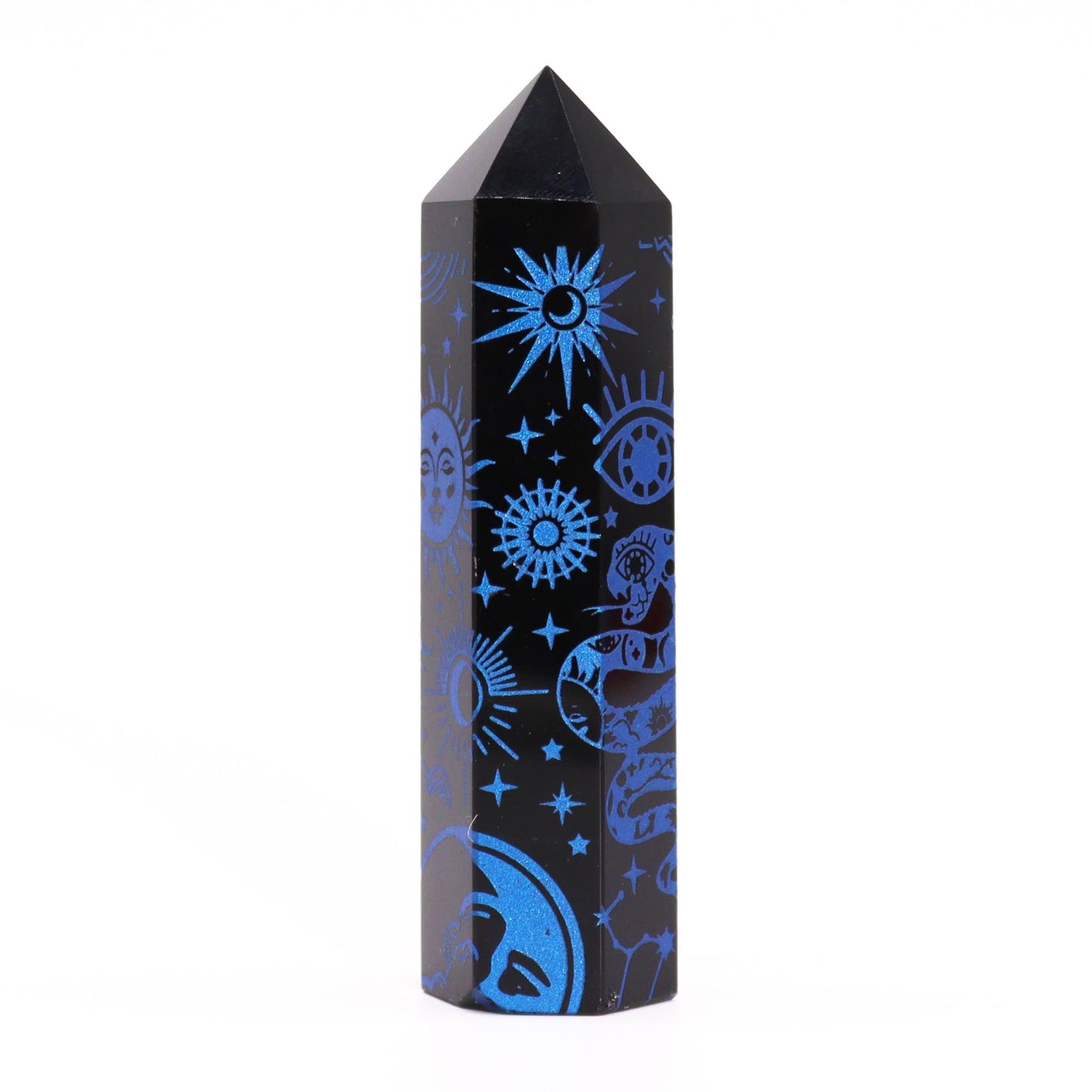 Pointe d'Obsidienne Noire (environ 60-70 g 9 cm) - Histoire Mystique - Bleu Nuit