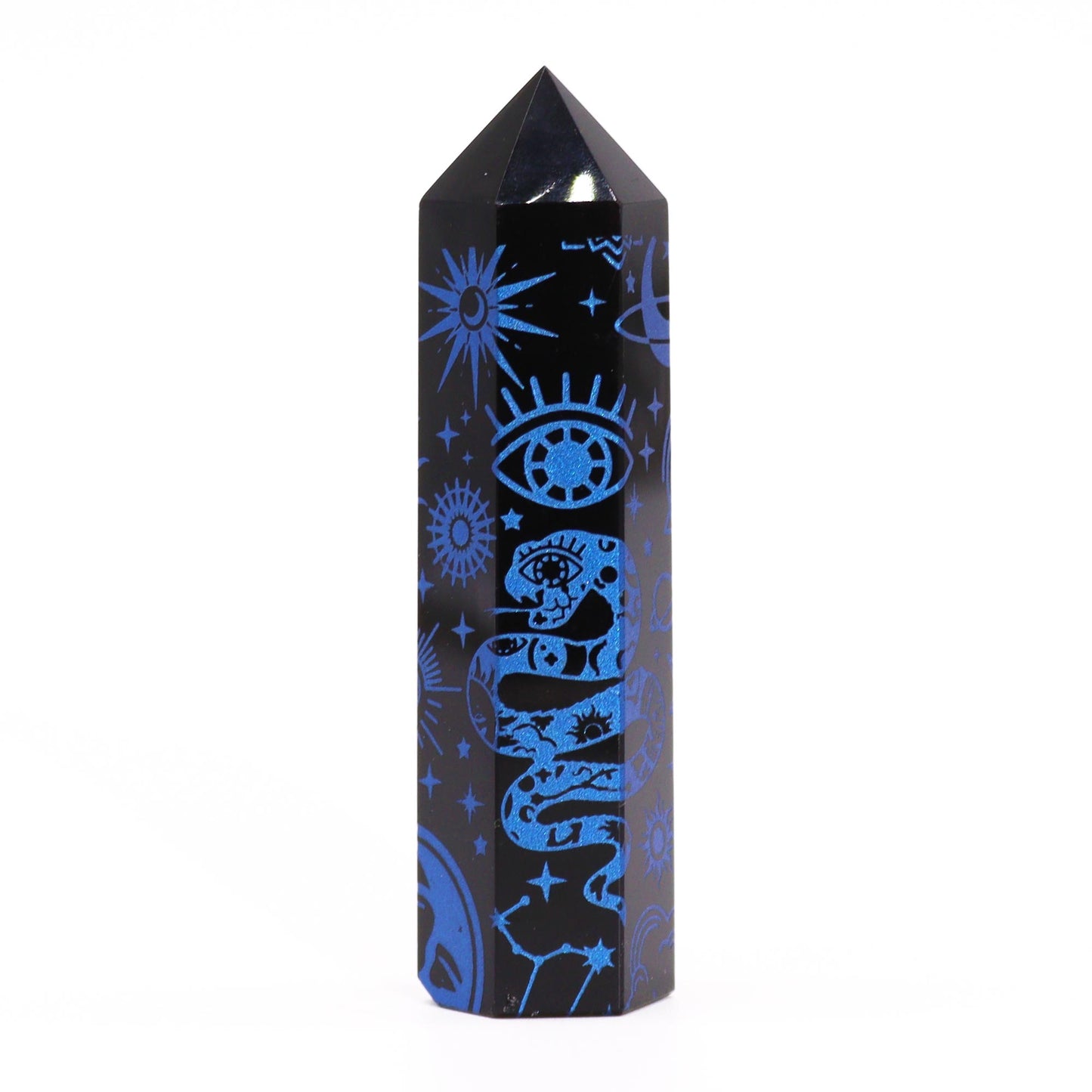 Pointe d'Obsidienne Noire (environ 60-70 g 9 cm) - Histoire Mystique - Bleu Nuit