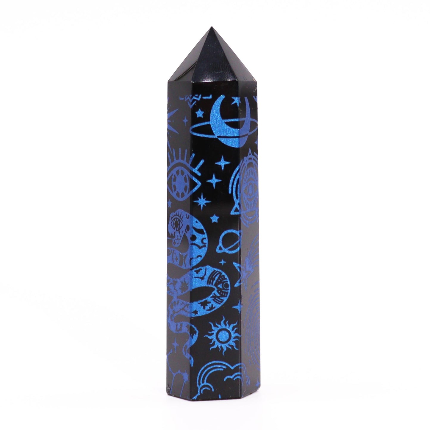 Pointe d'Obsidienne Noire (environ 60-70 g 9 cm) - Histoire Mystique - Bleu Nuit
