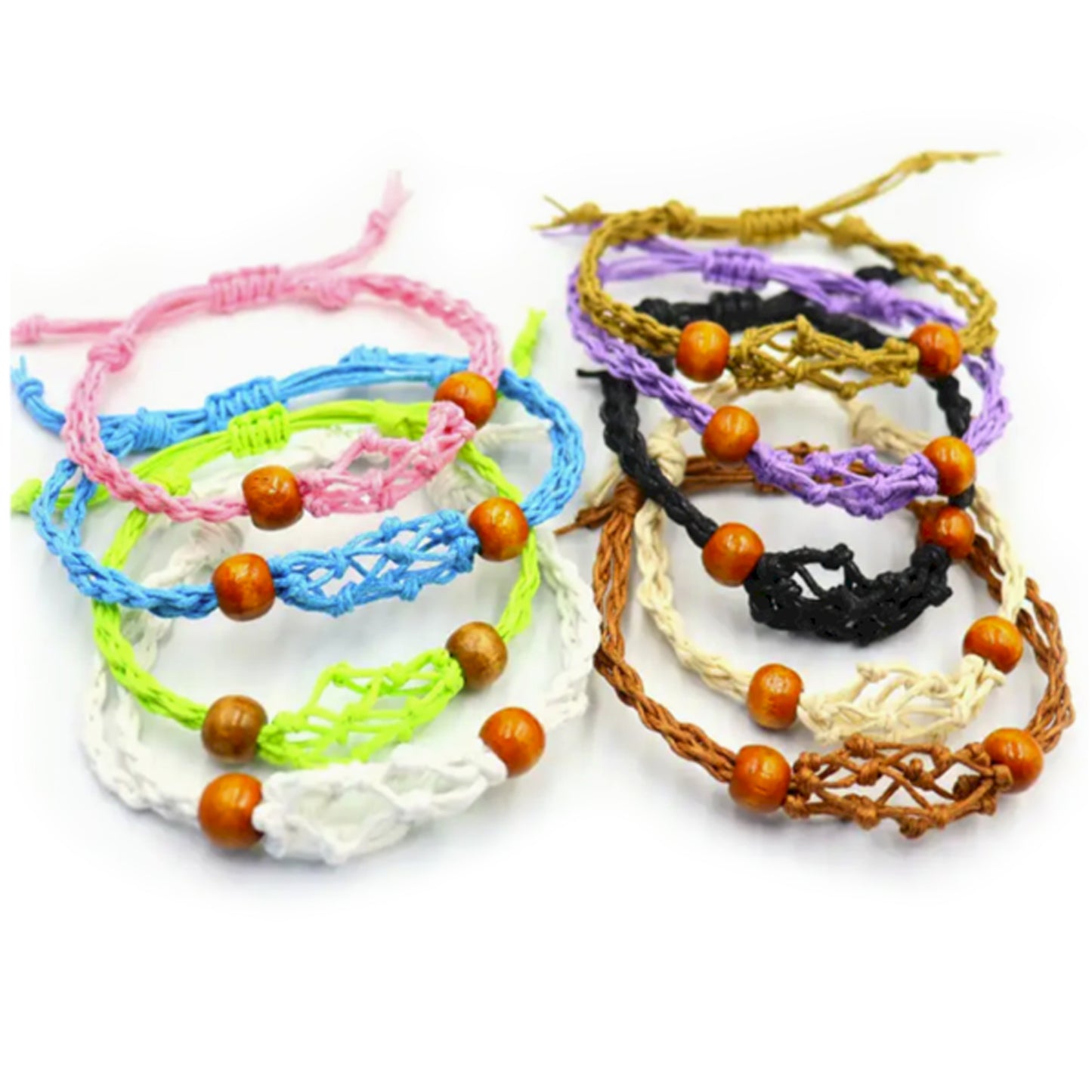 Bracelet en Cristal et Pierres Précieuses 20-28cm/7.8-11inch - Mix Pack 5 de Chaque Couleur