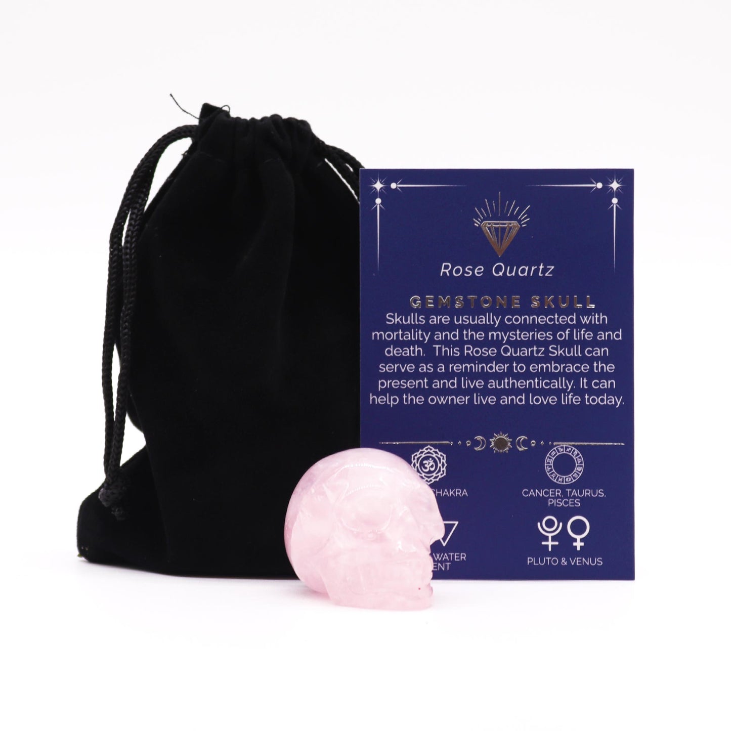 Petit Crâne en Pierres Précieuses - Quartz Rose - 40x30x28mm