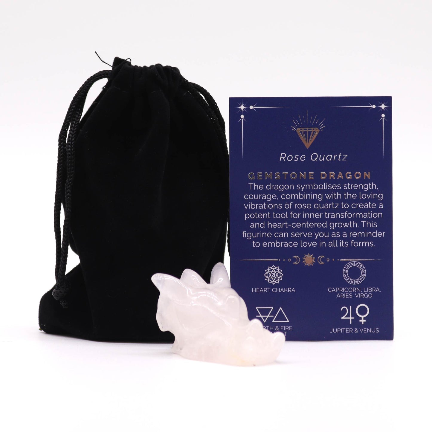 Petite Tête de Dragon Pierre Précieuse - Quartz Rose 45x30x28mm