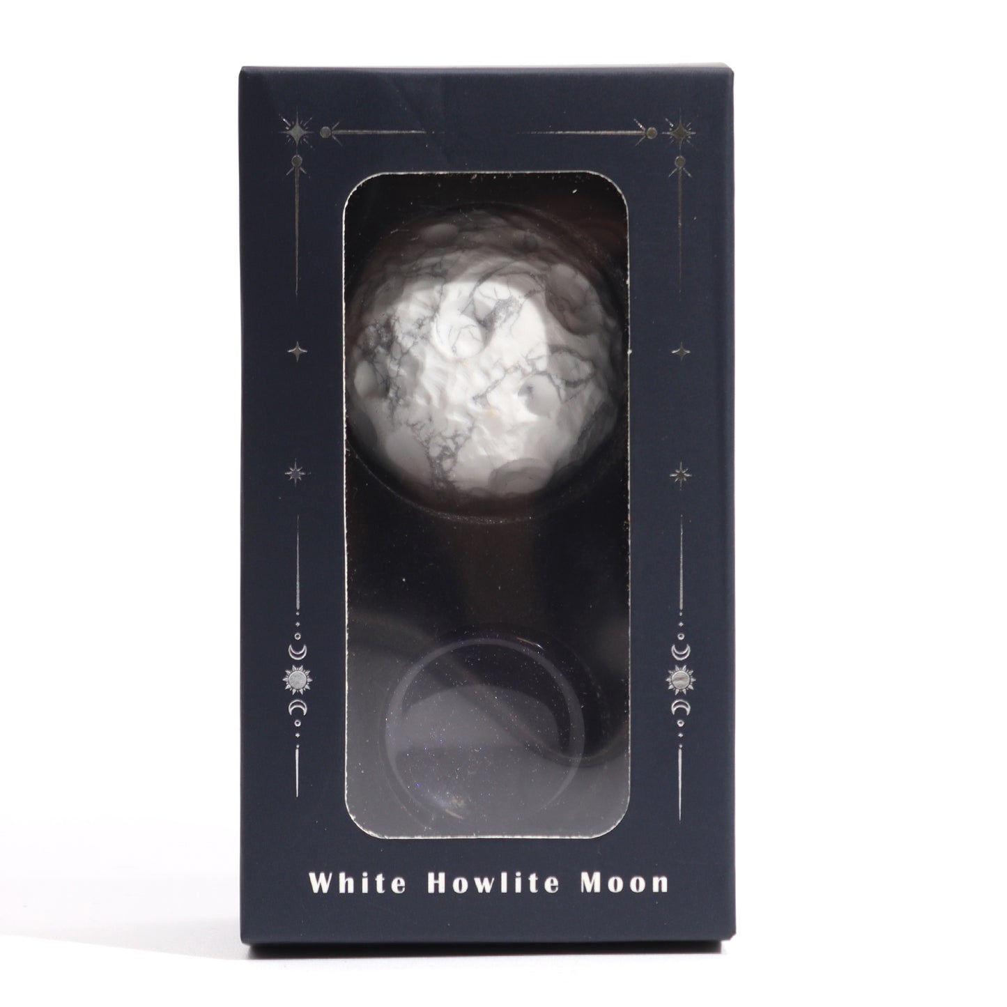 Planète en Howlite Blanche sur Support en Pierre Goldstone - 40mm (support 30x15mm)