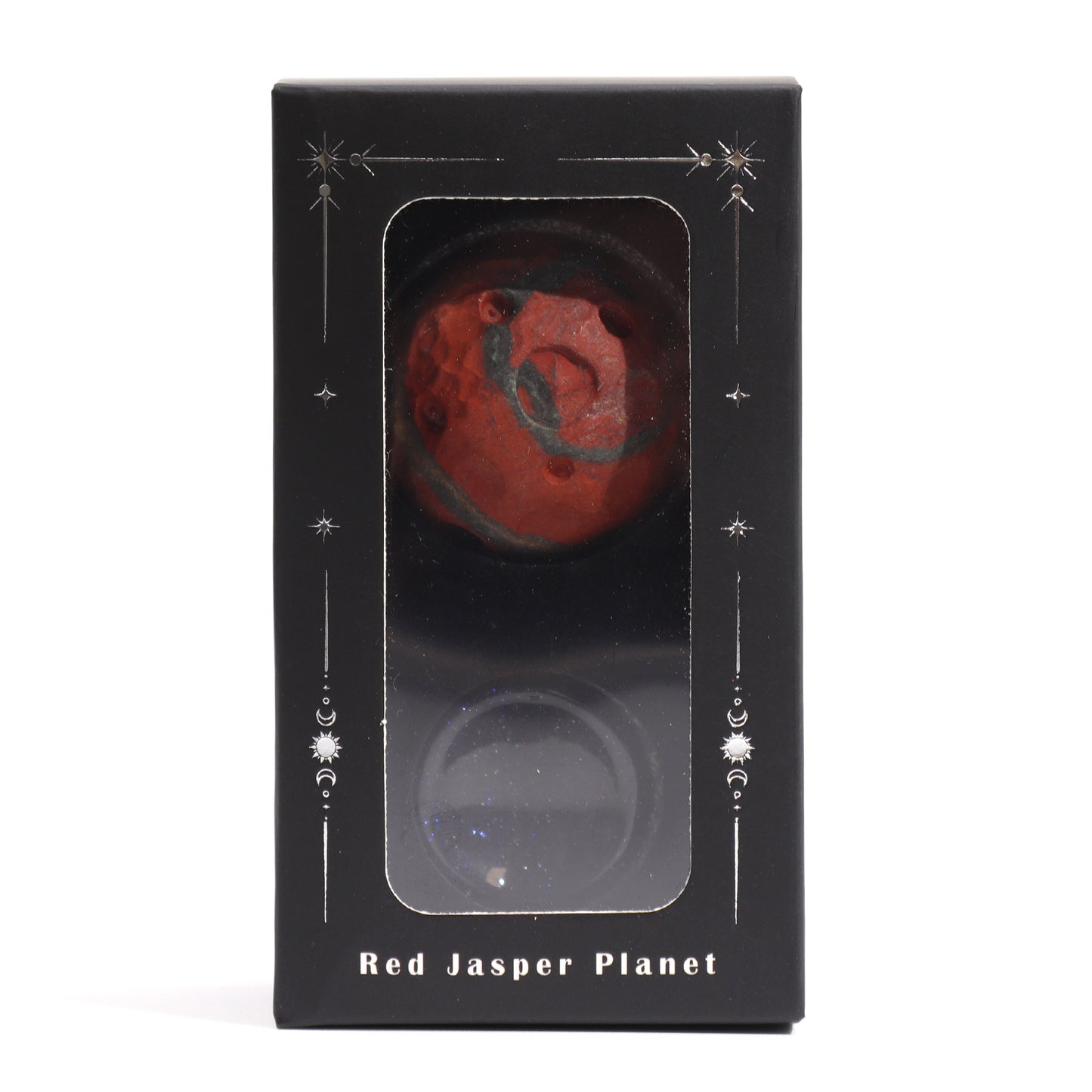 Planète en Jaspe Rouge sur Support en Pierre Goldstone - 40mm (support 30x15mm)