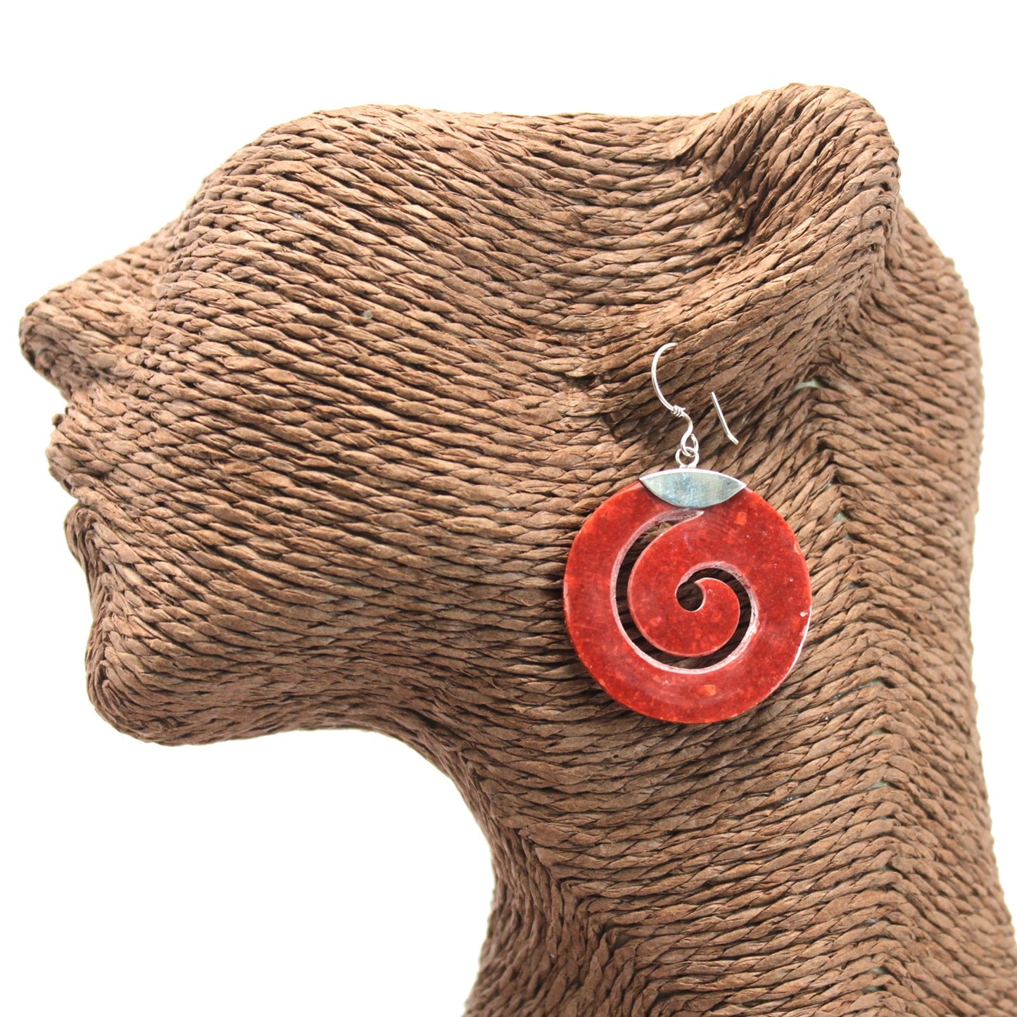 Boucle d'oreille argent 925Imitation corail - symbole