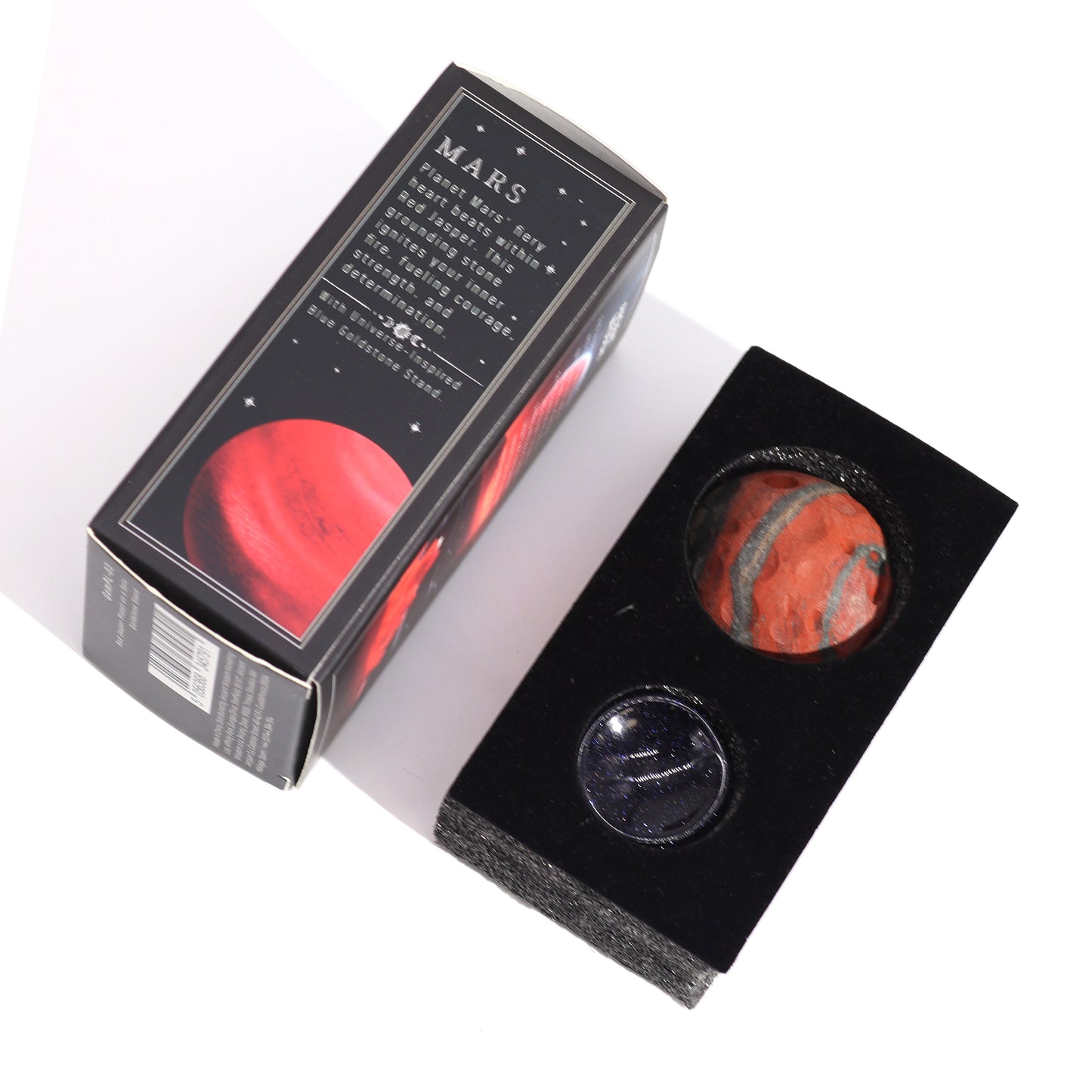 Planète en Jaspe Rouge sur Support en Pierre Goldstone - 40mm (support 30x15mm)