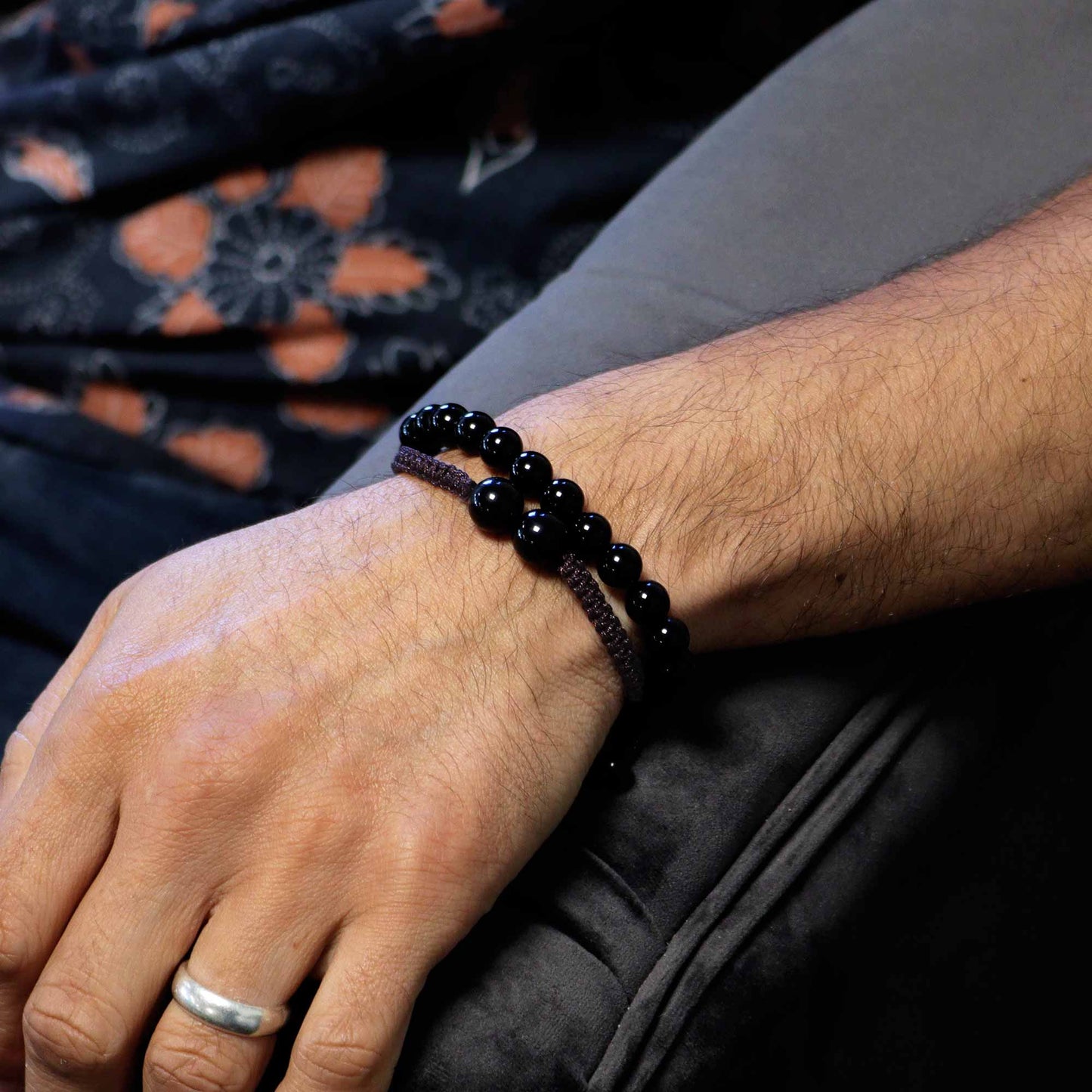 Bracelets Double Puissance avec Pierres Précieuses - Agate Noire