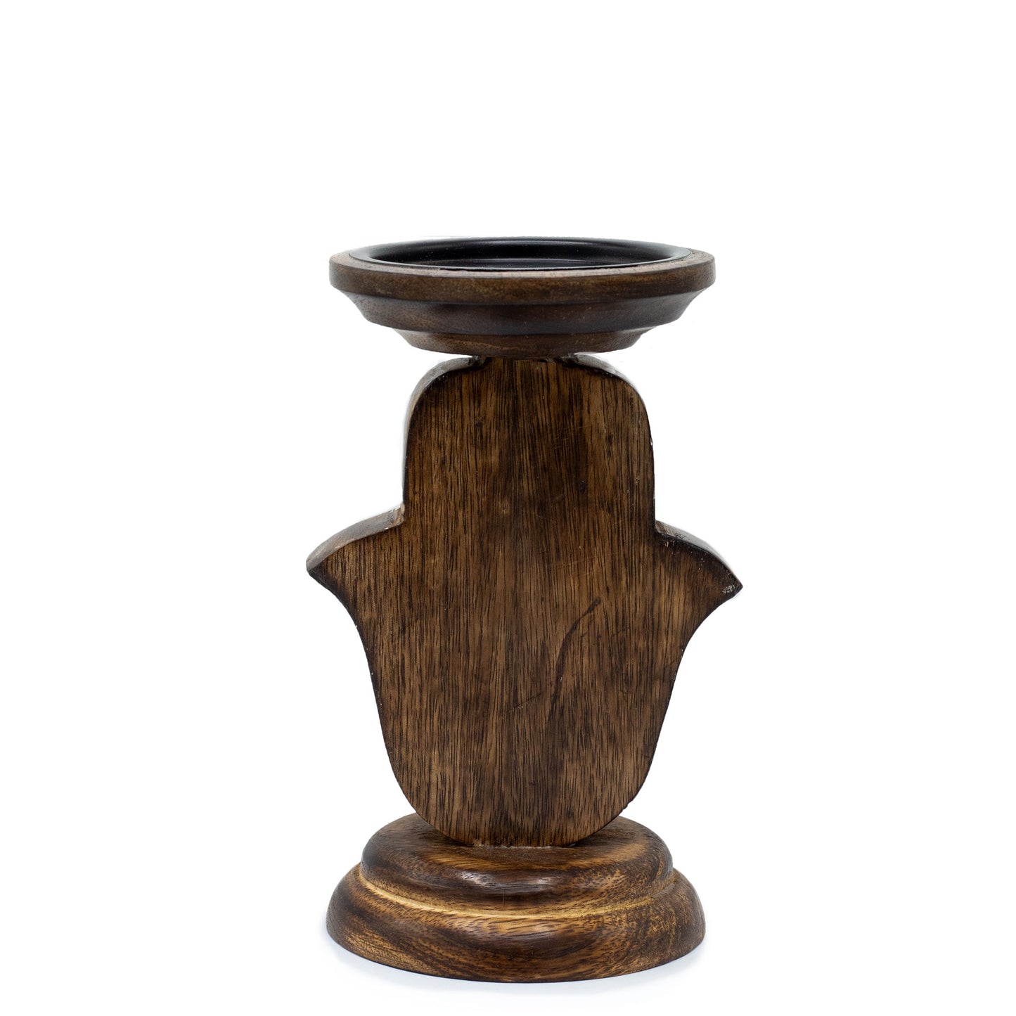 Porte-Bougies en Bois de Manguier - Main de Fatma - Petit 18x11cm
