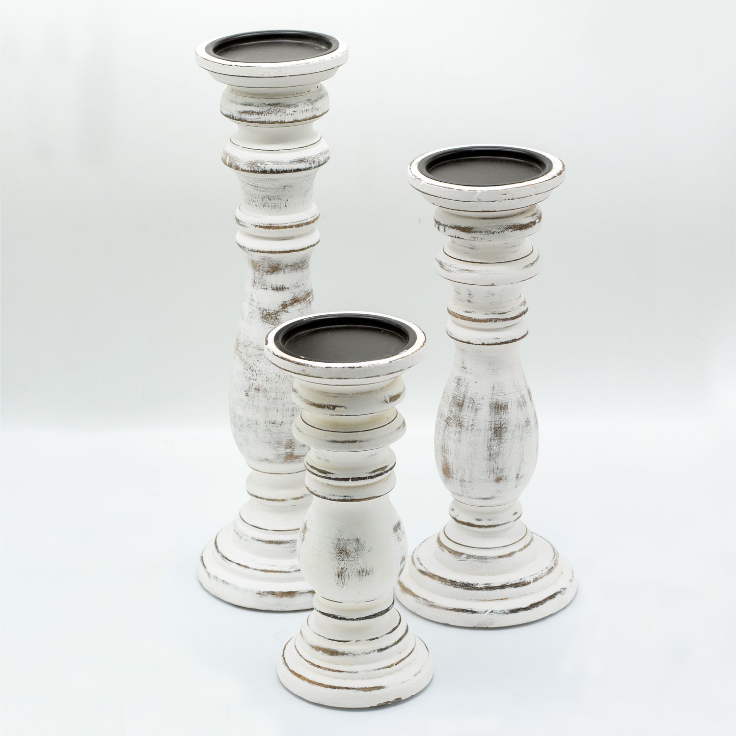 Porte-Bougies Classique - Blanchi - 23x10cm - Petit